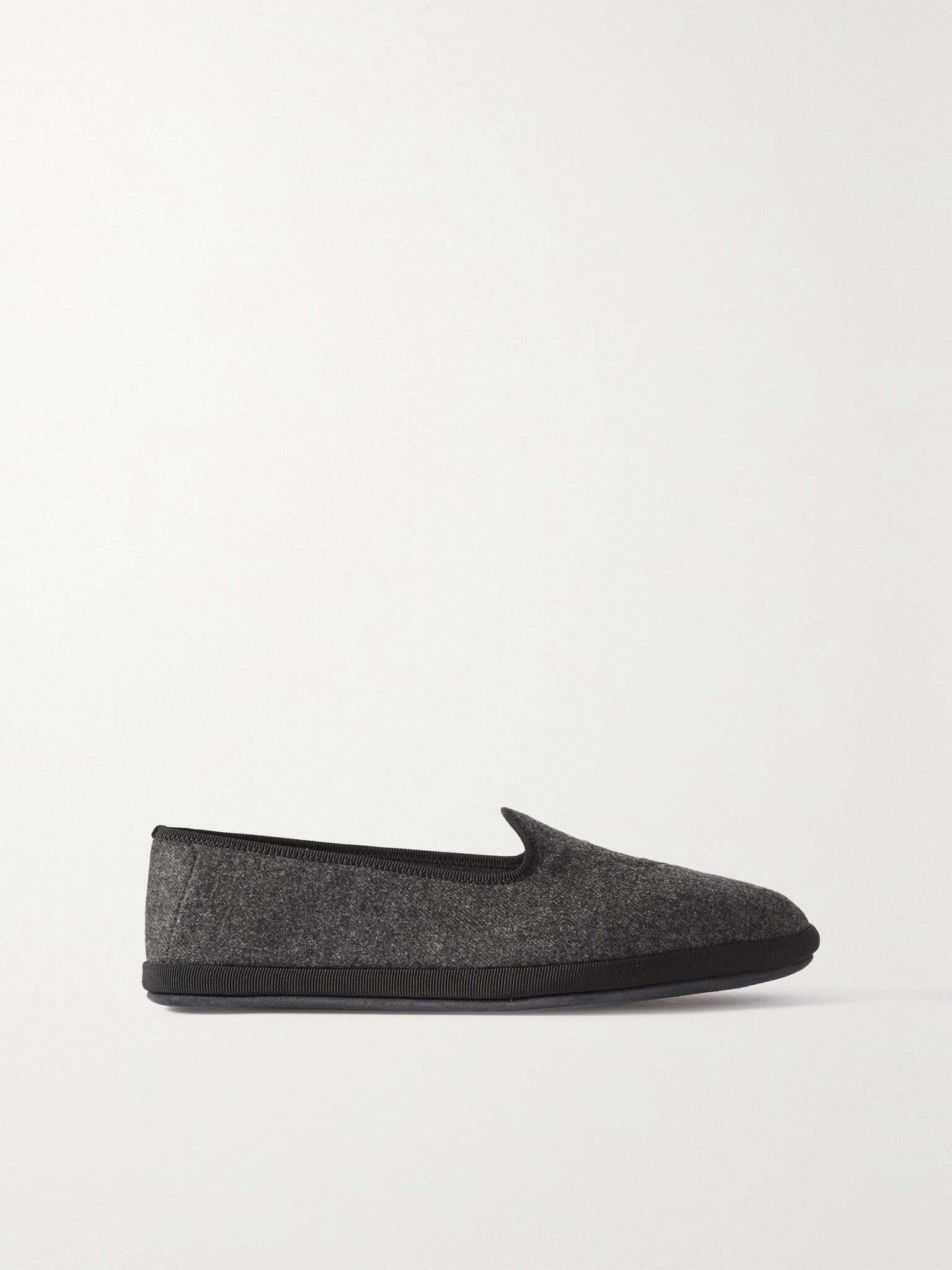 Venice embroidered cashmere-blend flannel slippers Dark gray - 1