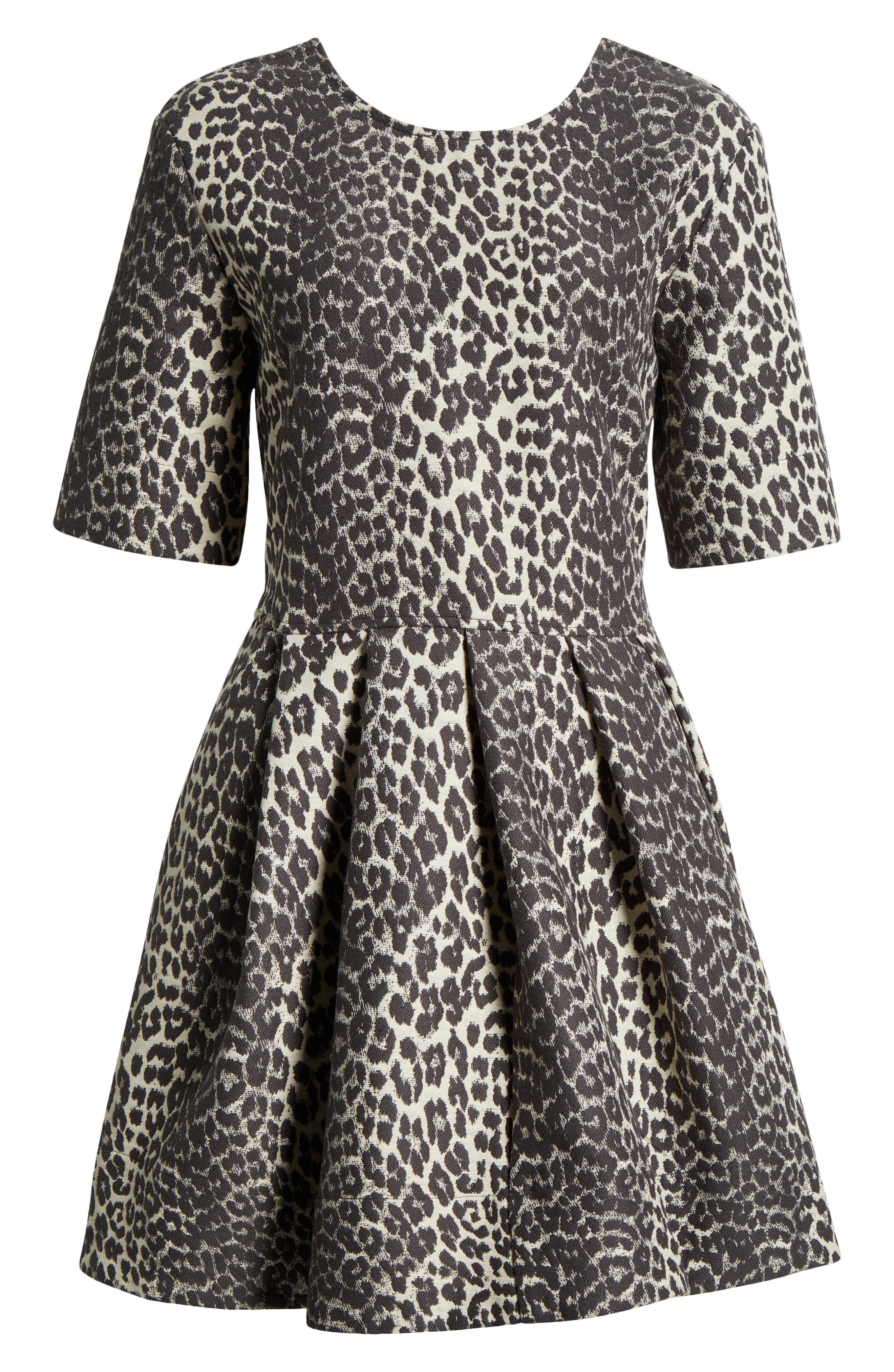 Ganni Leopard Jacquard Organic Cotton Skater Dress at Nordstrom - 5