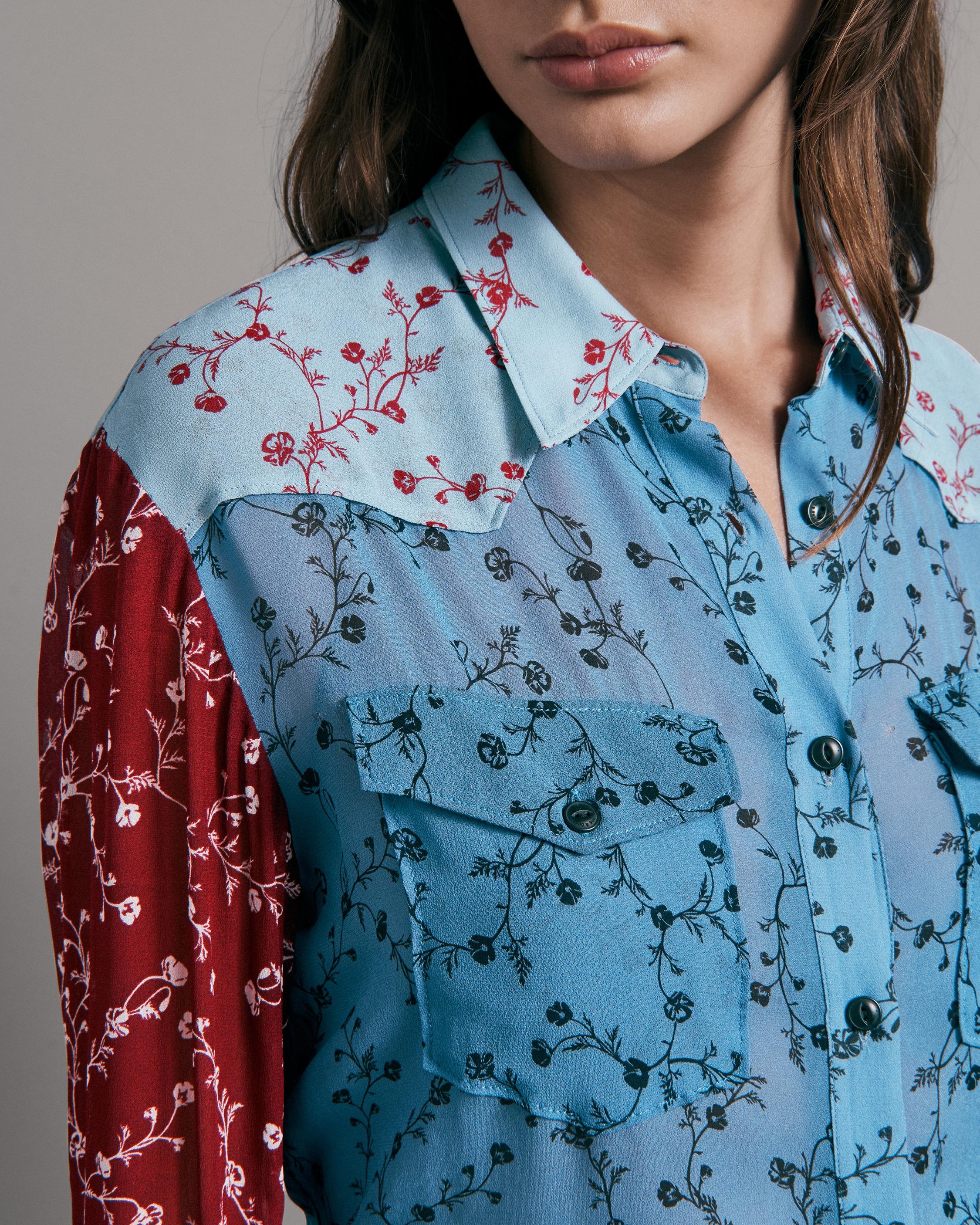 Wyatt Viscose Patchwork Button Down Shirt
Classic Fit Top - 7