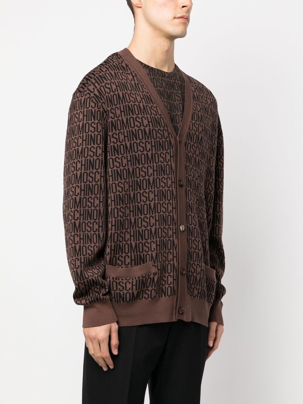 all-over logo knit cardigan - 3