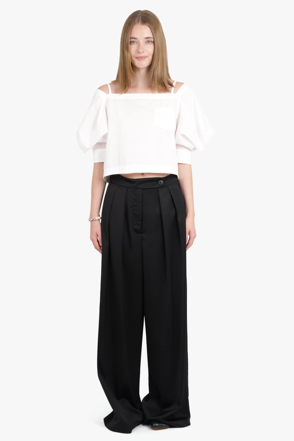 OFF SHOULDER TOP WITH EXAGGERATED WING SLEEVE | OFF WHITE - 3