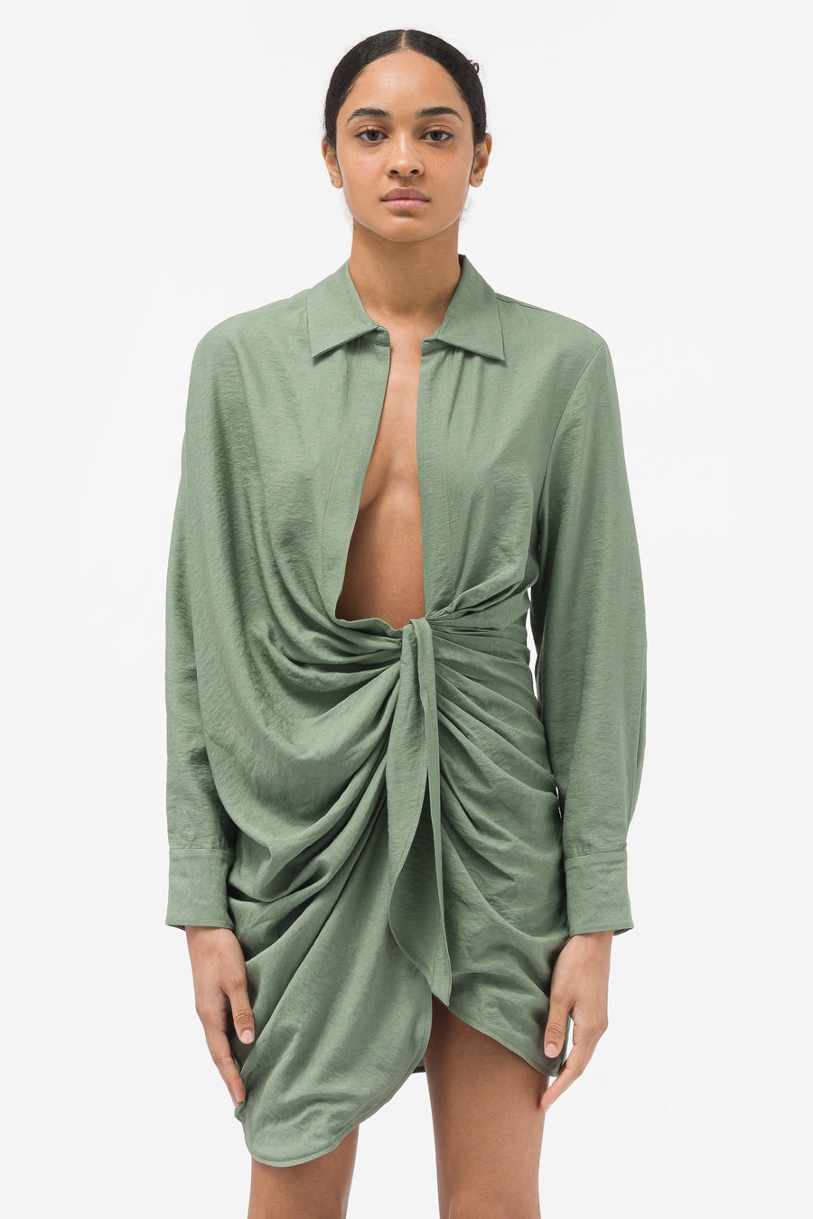 jacquemus bahia dress green Jacquemus, La Robe Bahia tie-detail minidress, Women, Green, XS, Dresses, Materialmix