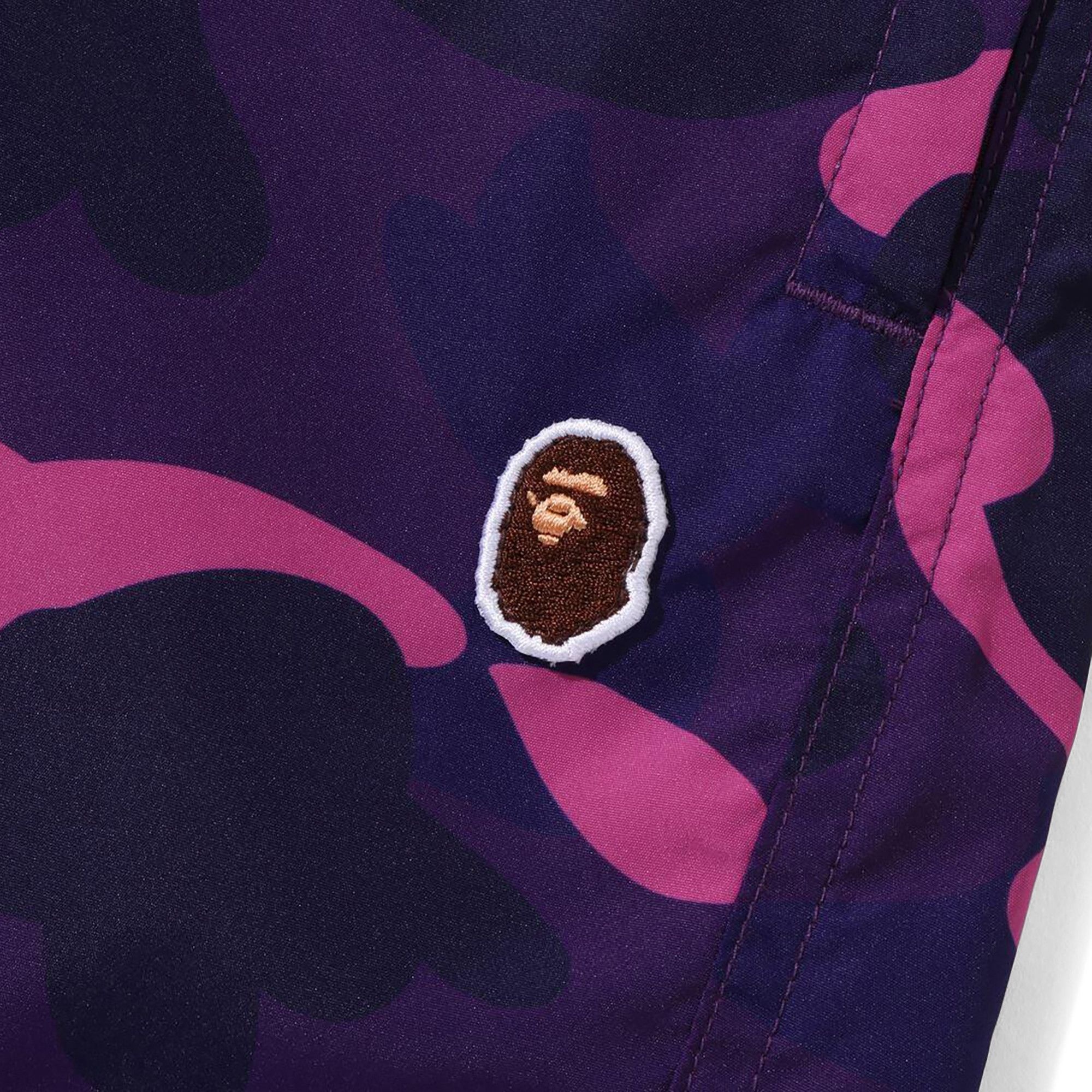 BAPE Color Camo Ape Head One Point Beach Shorts 'Purple' - 3