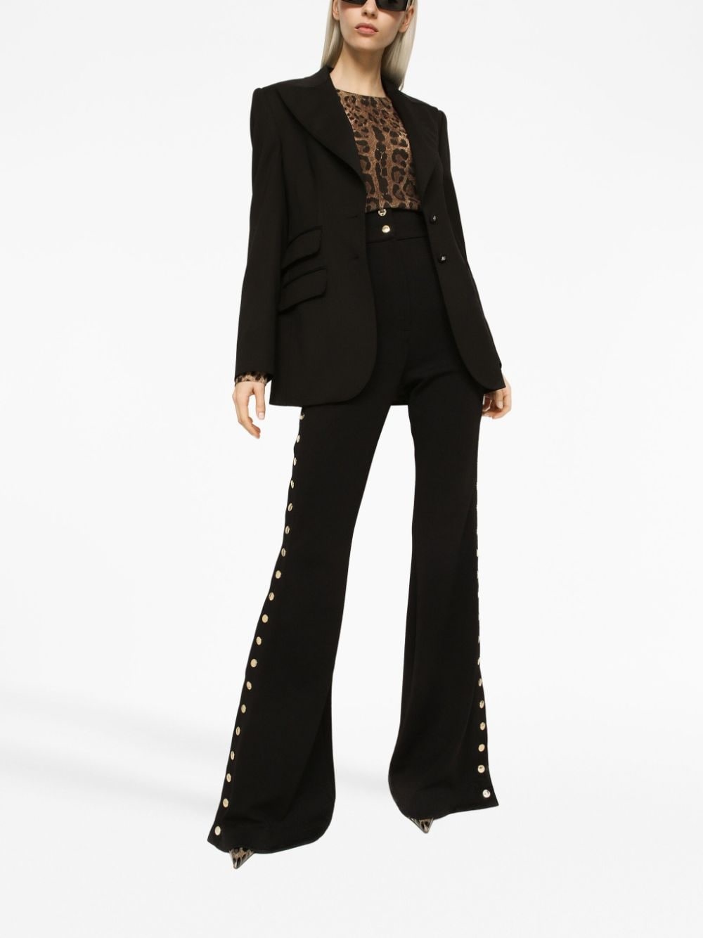 button-detail bootcut high-waisted trousers - 2