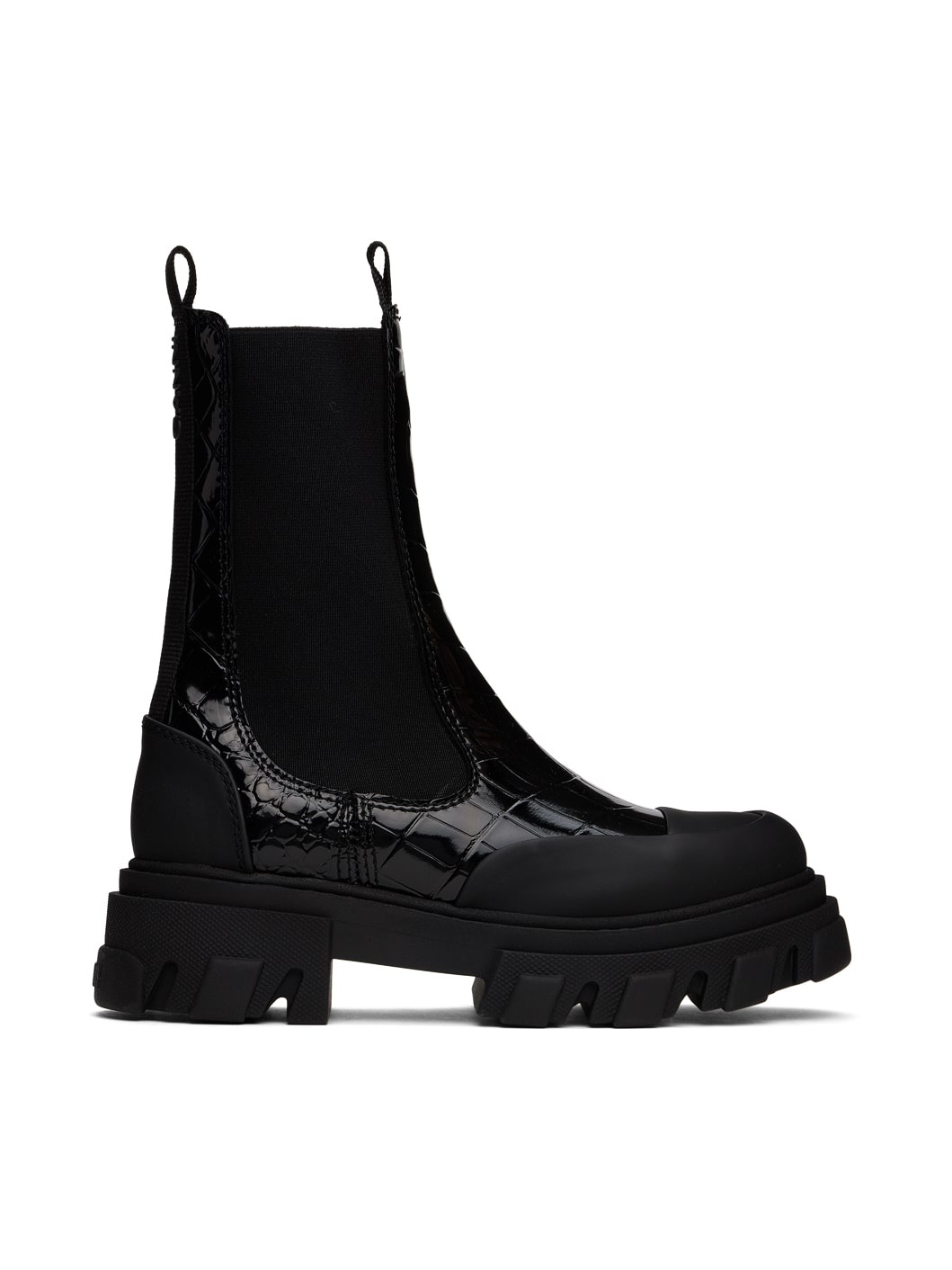 Black Cleated Mid Chelsea Boots - 1