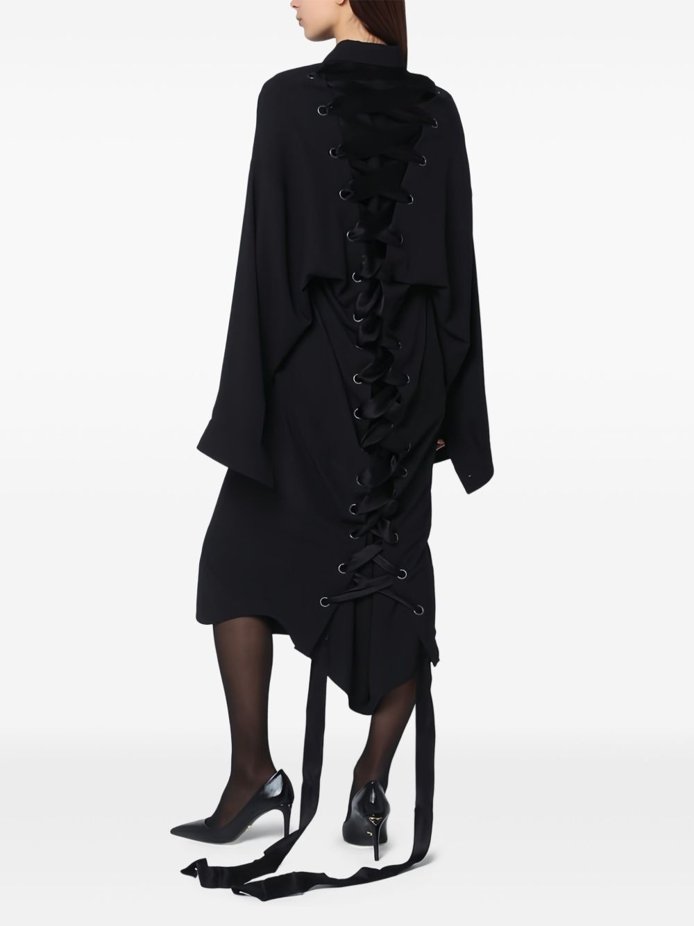 lace-up back dress - 4