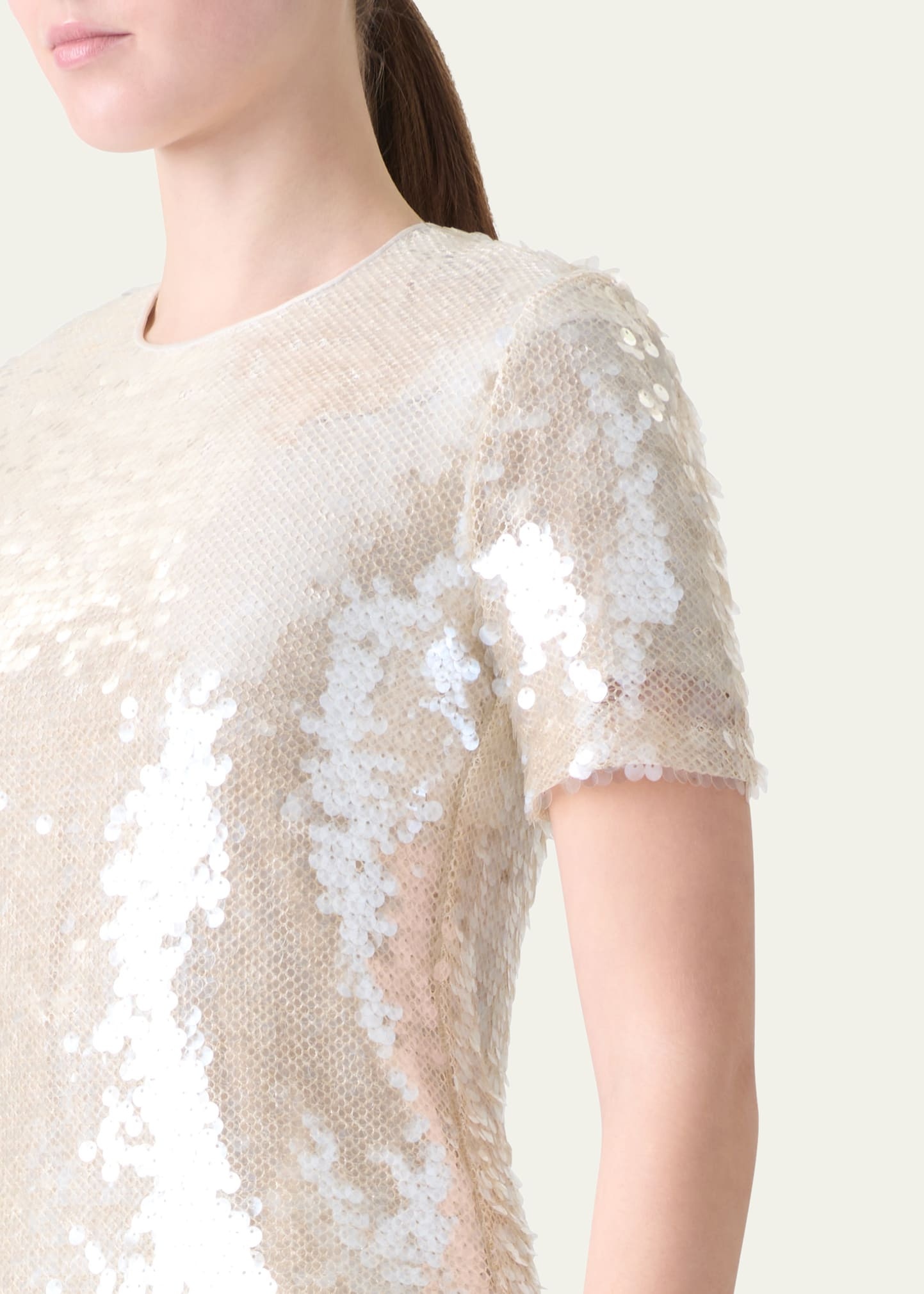 Sequined Sheer Shoulder Blouse - 5