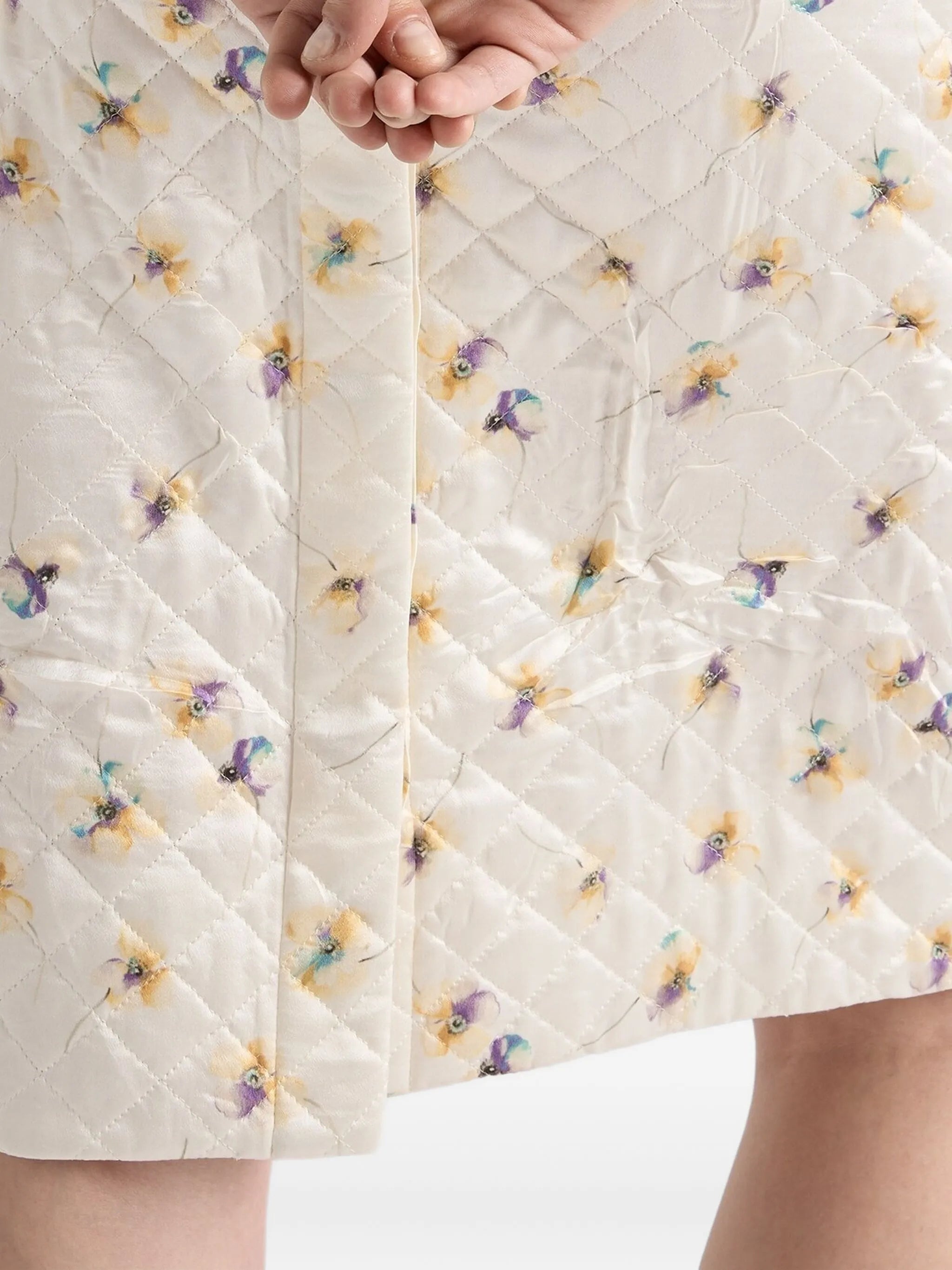 Prada Floral-print Quilted Satin Skirt - 2
