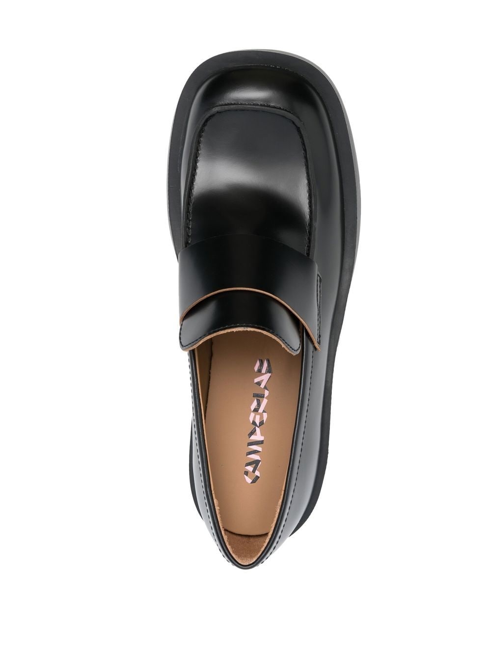 square-toe leather loafers - 4