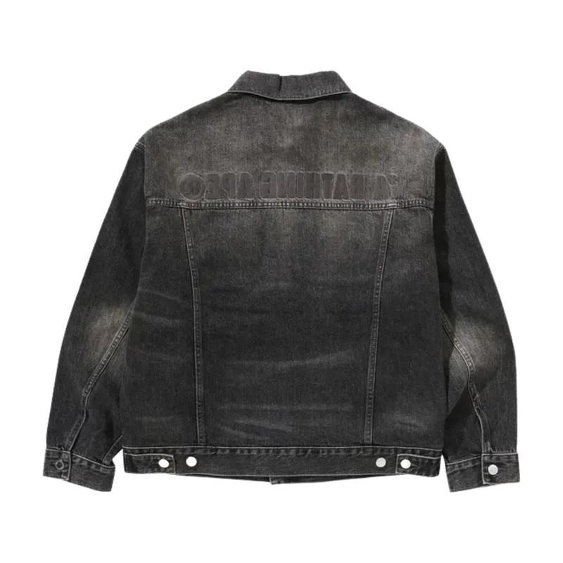 A BATHING APE® A Bathing Ape Distressed Denim Trucker Jacket 'Black' 1K80-140-308-BLACK outlook
