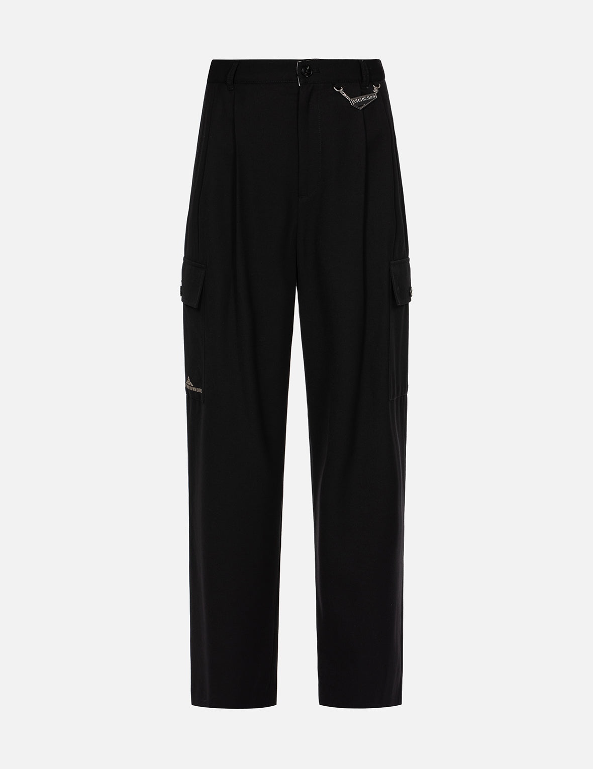 Logo Embossed Metal Plate Wide Leg Pants - 1
