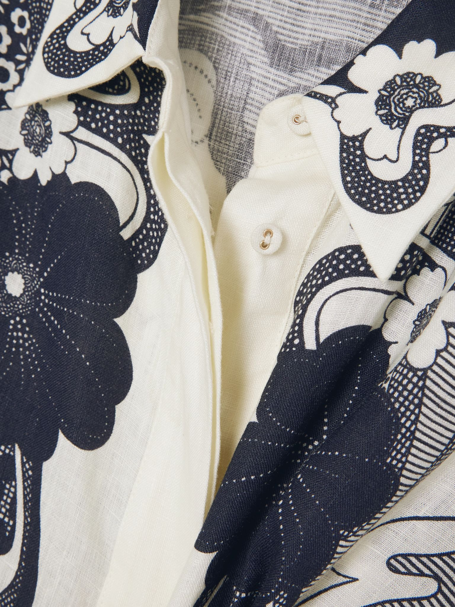 Mickey floral-print linen-gauze shirt Navy - 4