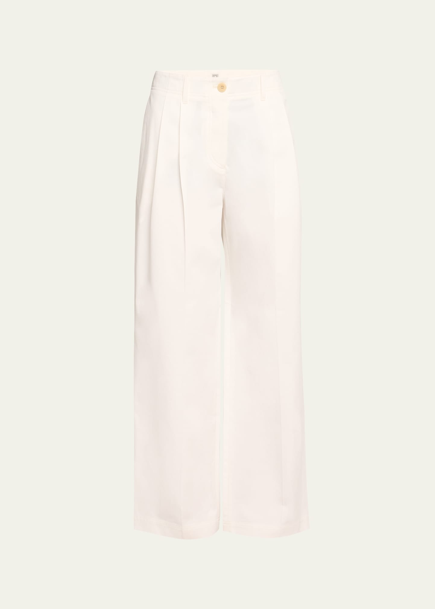 Mid-Rise Pleated Relaxed Wide-Leg Twill Trousers - 1
