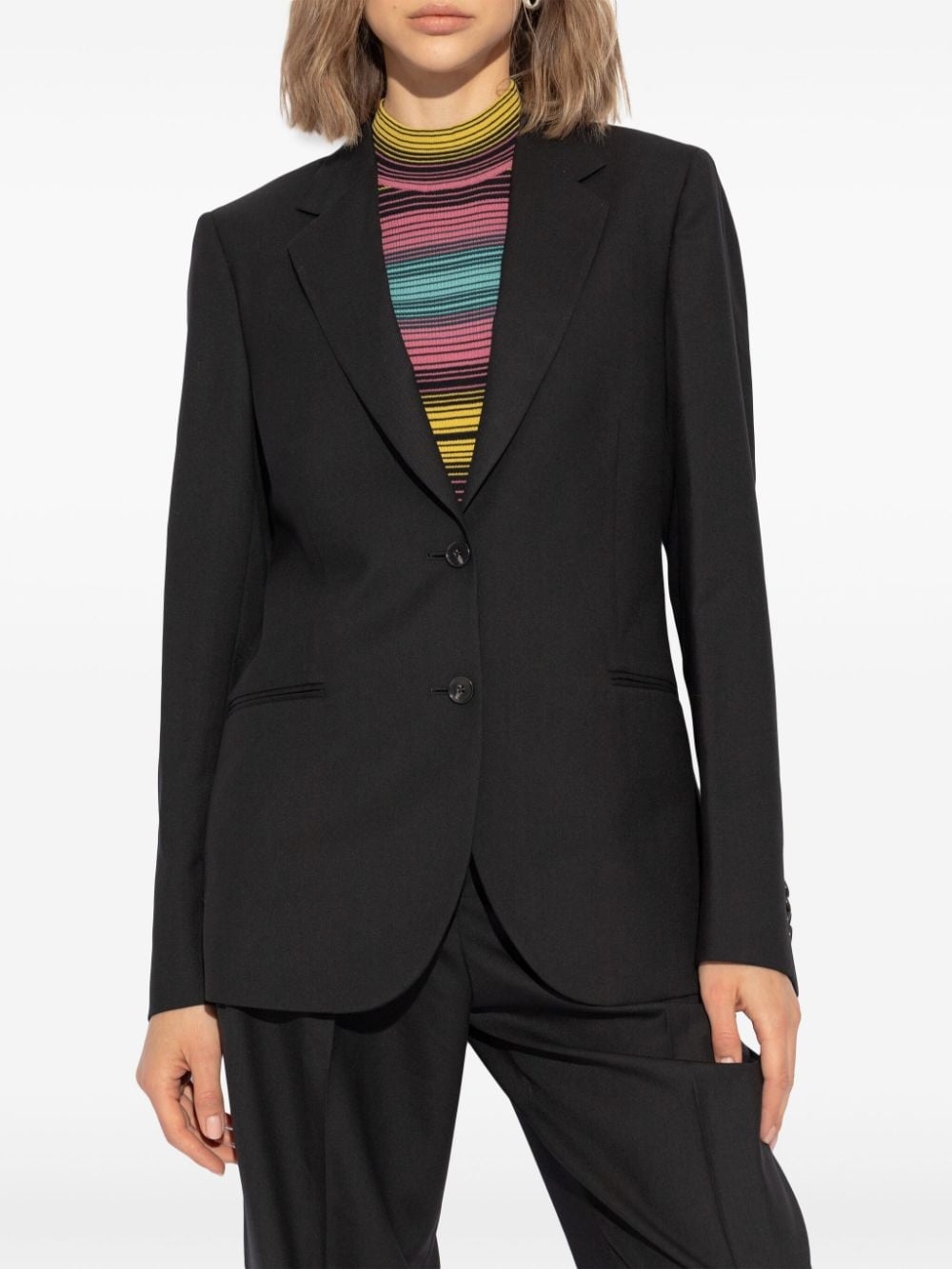 notched-lapels wool blazer - 3