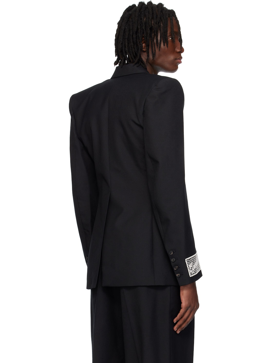 Black Fitted Double Breasted Blazer - 3