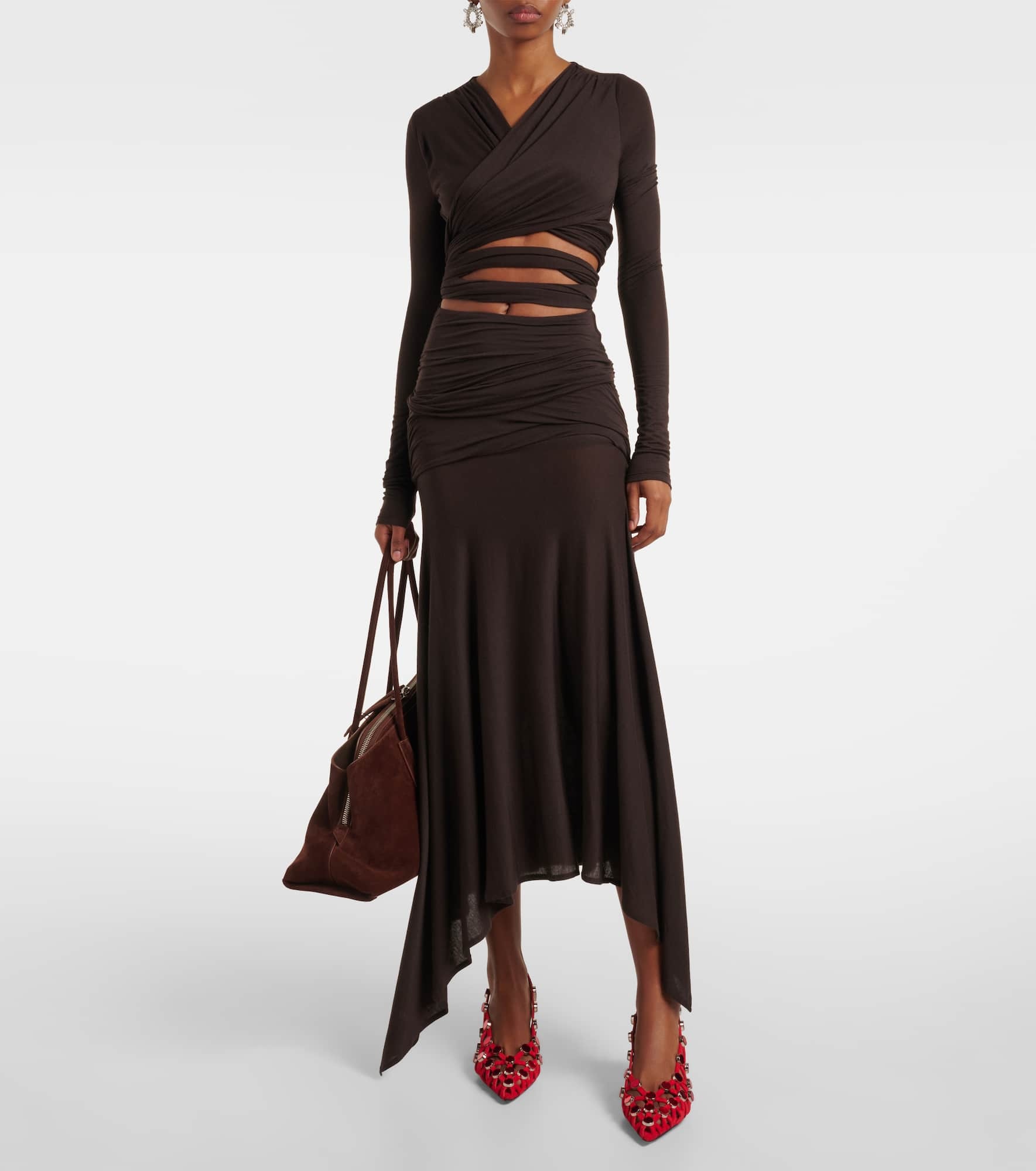 Sheer embroidered tulle midi dress - 2