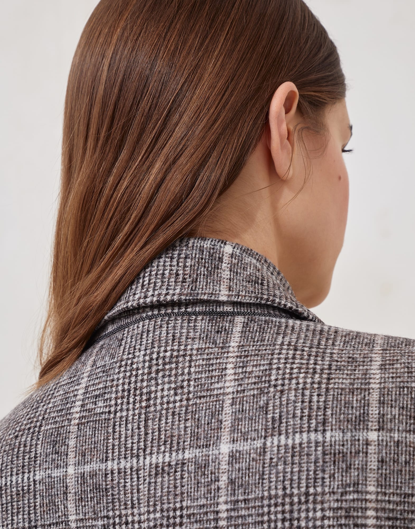 Alpaca and wool Prince of Wales blazer with monili - 3