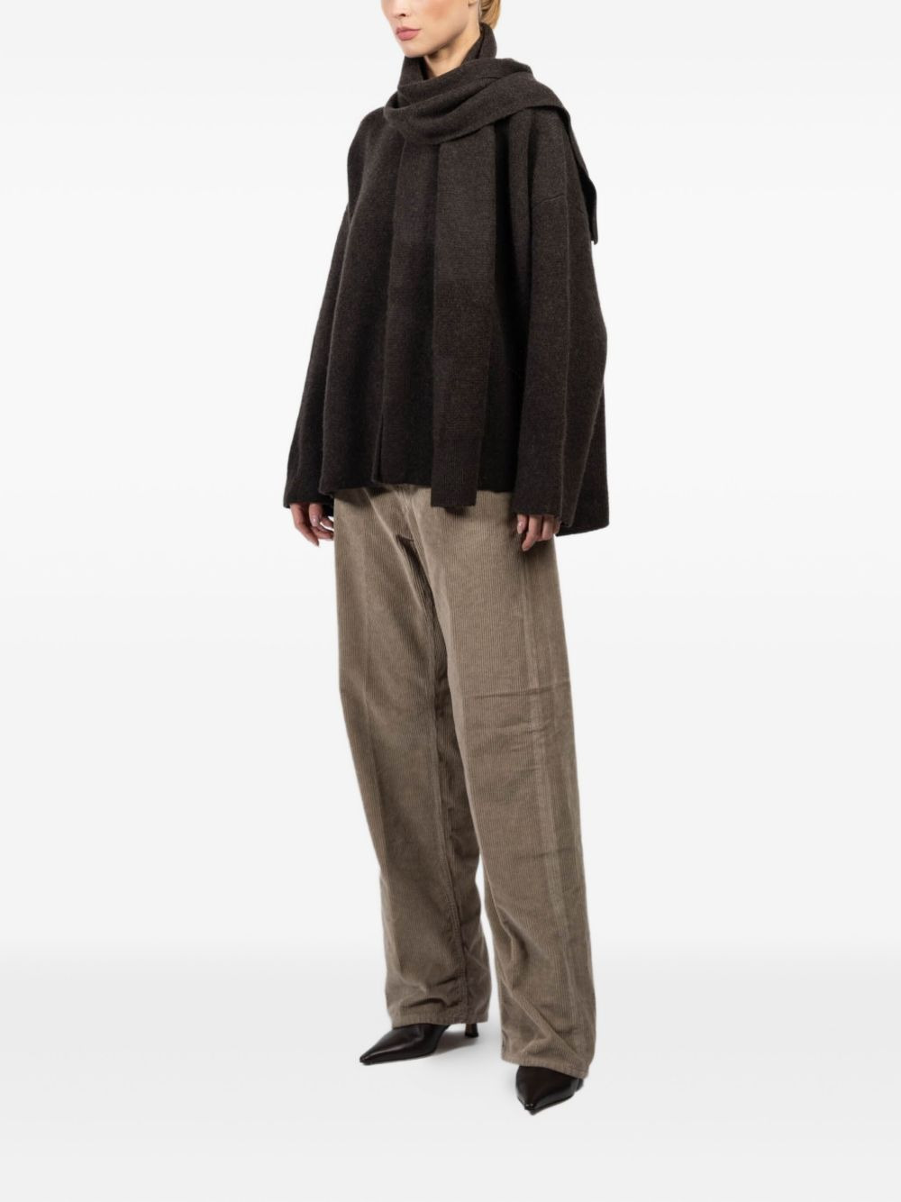attached-scarf cashmere cardigan - 3