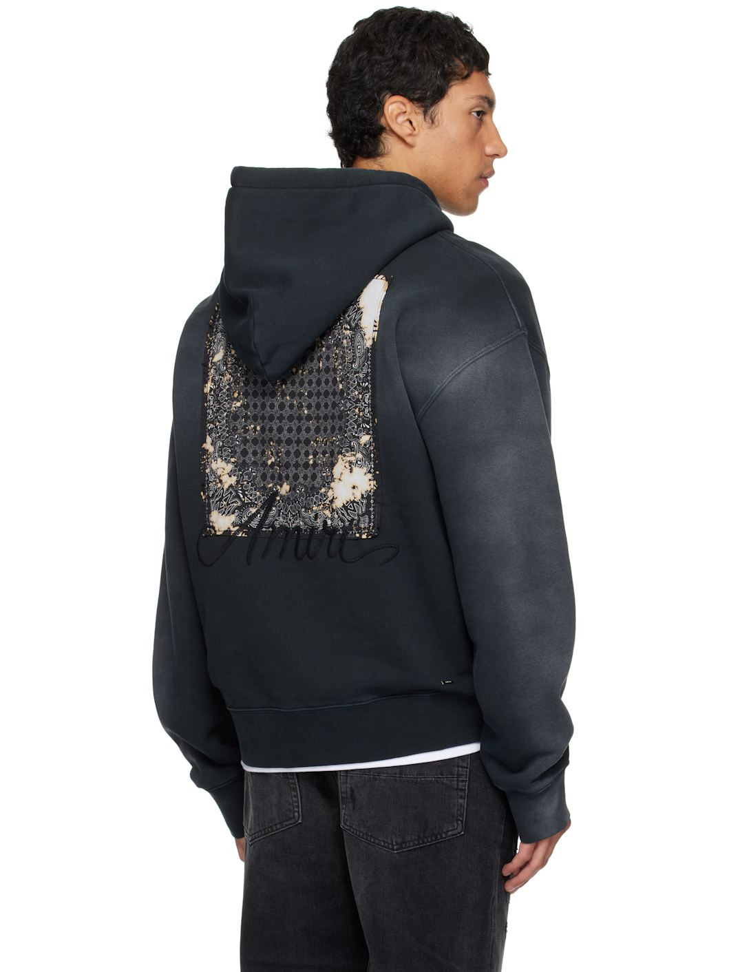 Black Bleach Bandana Hoodie - 3