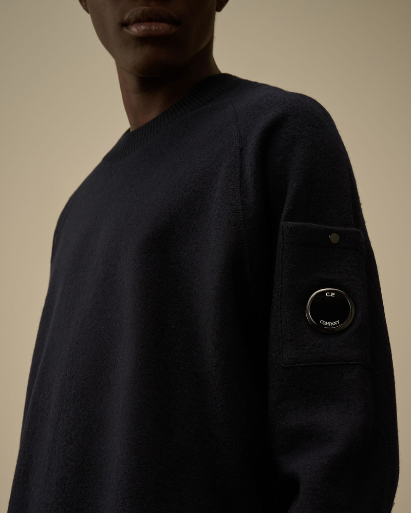 Merino Wool Felted Crewneck Lens Sweater 5