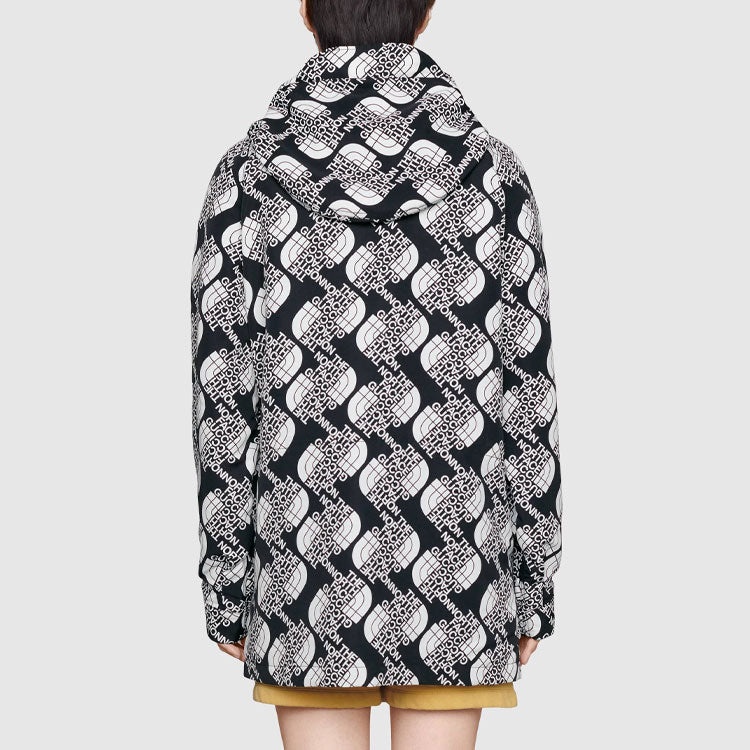 Men's Gucci x THE NORTH FACE Crossover Logo Pattern Nylon Mountaineering Hooded Jacket Black 648870- - 3