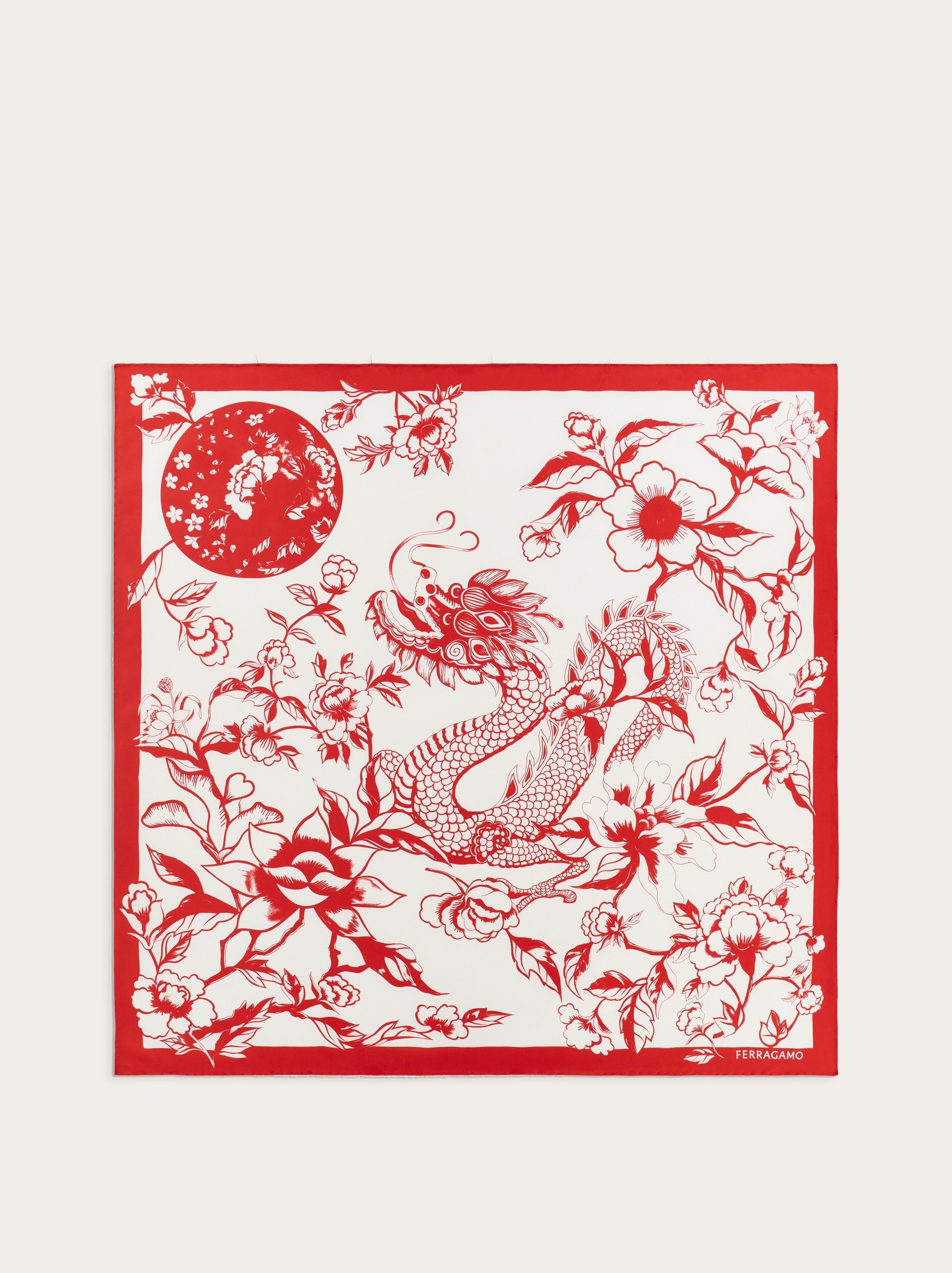 Dragon print silk foulard - 1