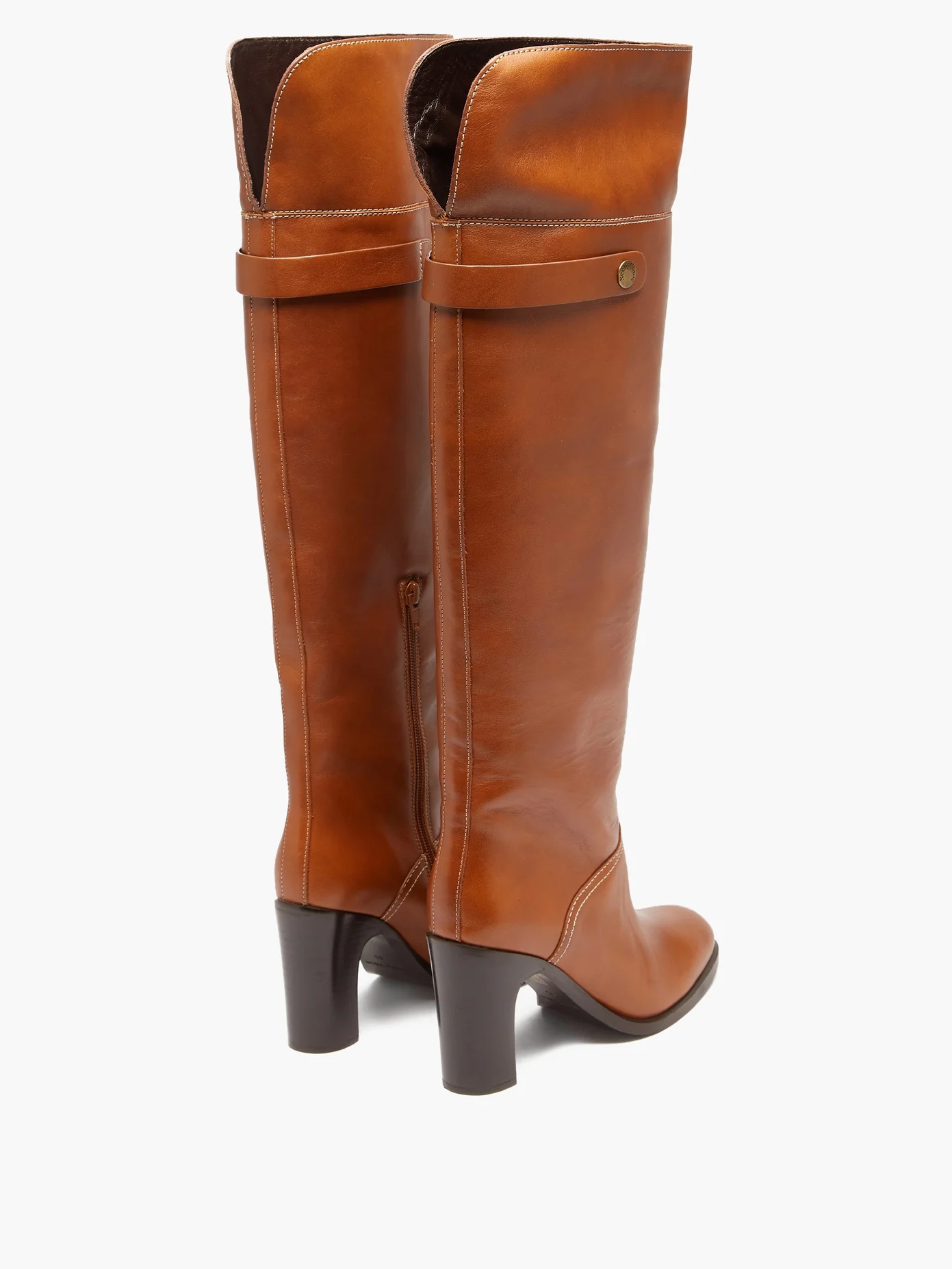 Topstitched over-the-knee leather boots - 4