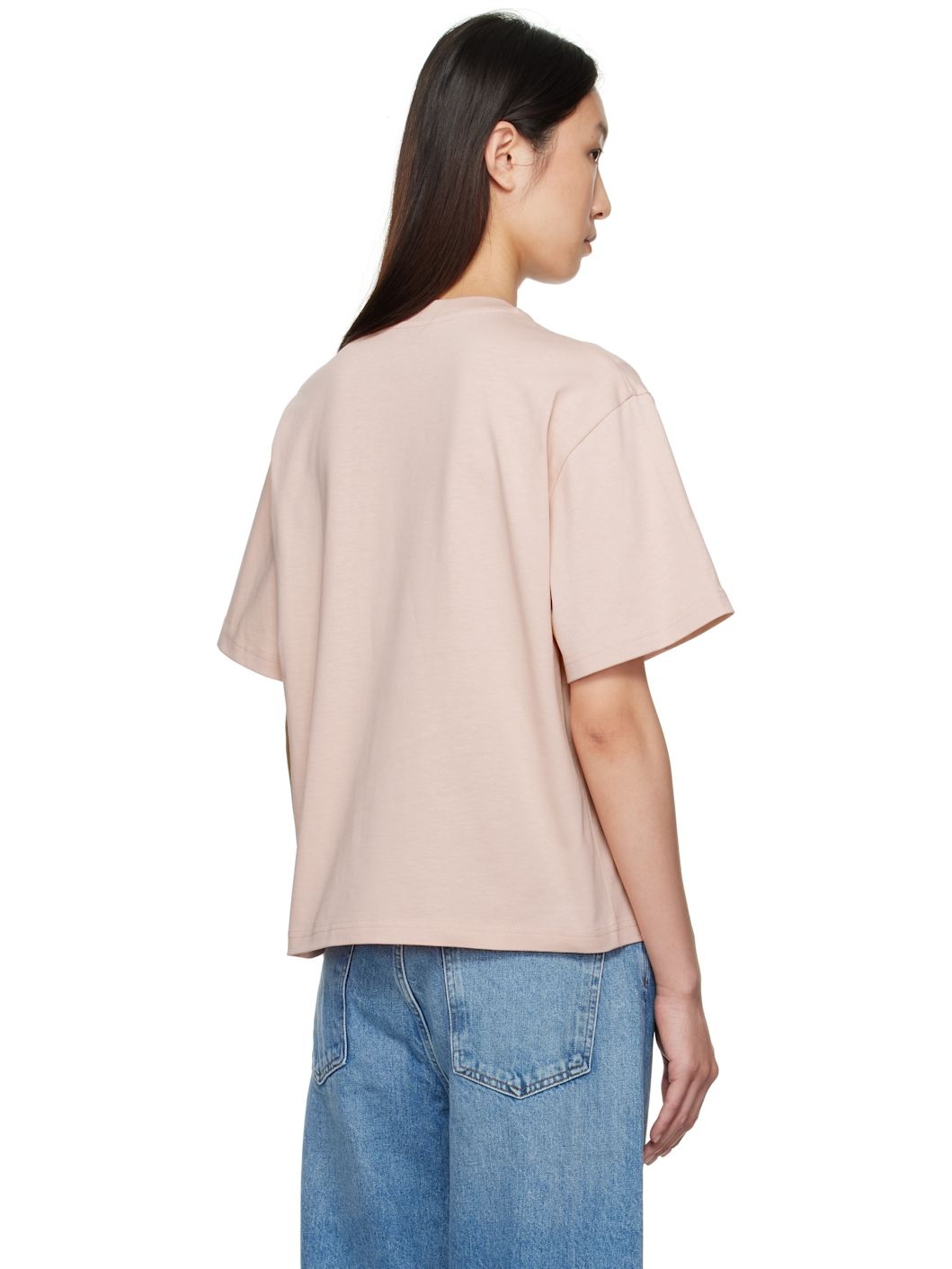 Pink Embroidered Cherry Logo Cotton T-shirt - 3