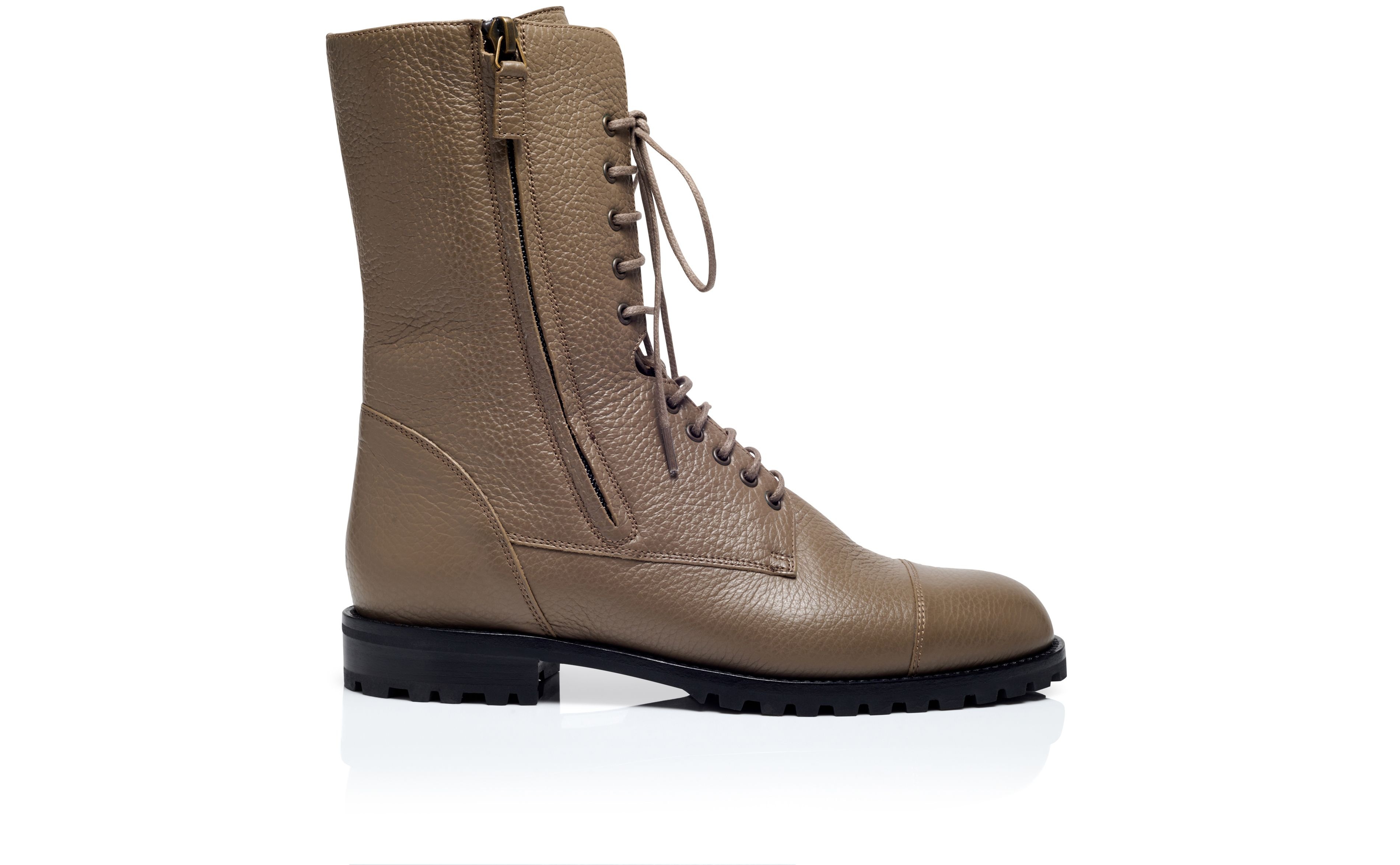 Light Brown Calf Leather Military Boots - 1