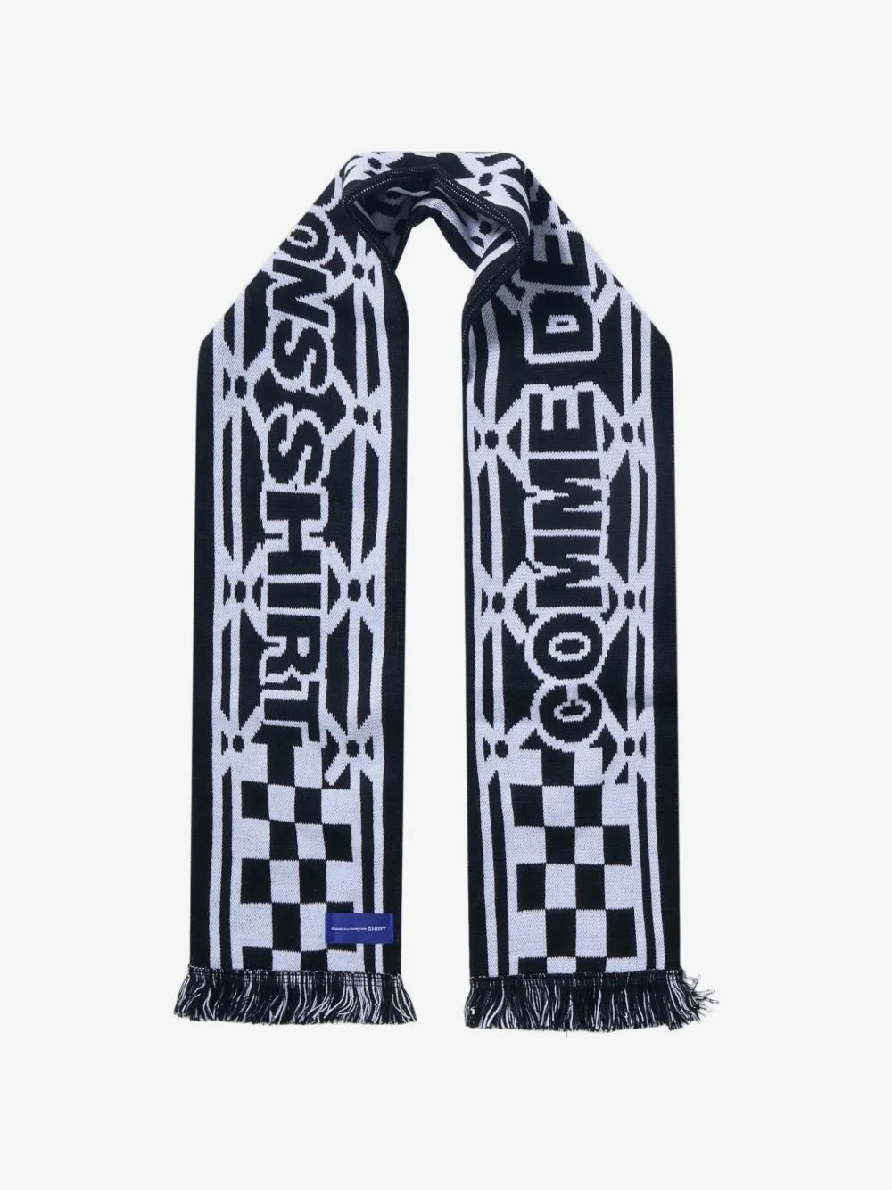 intarsia-knit fringed scarf - 1