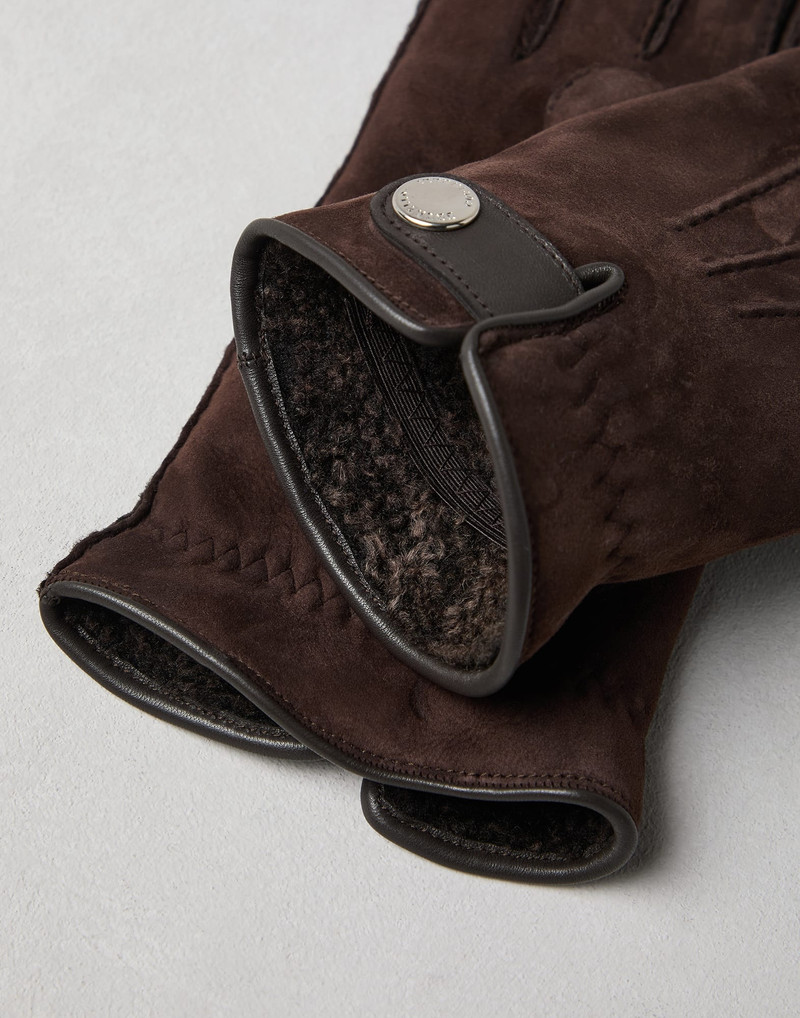 Brunello Cucinelli Suede shearling gloves outlook