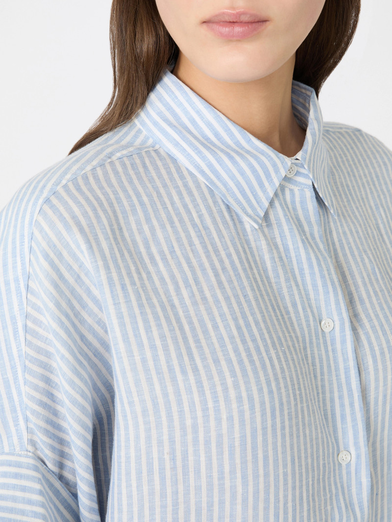 VERVE Printed linen canvas shirt - LIGHT BLUE 6