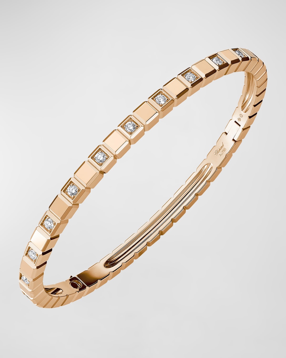 Ice Cube 18K Rose Gold Alternating Diamond Bracelet, Size Medium - 1