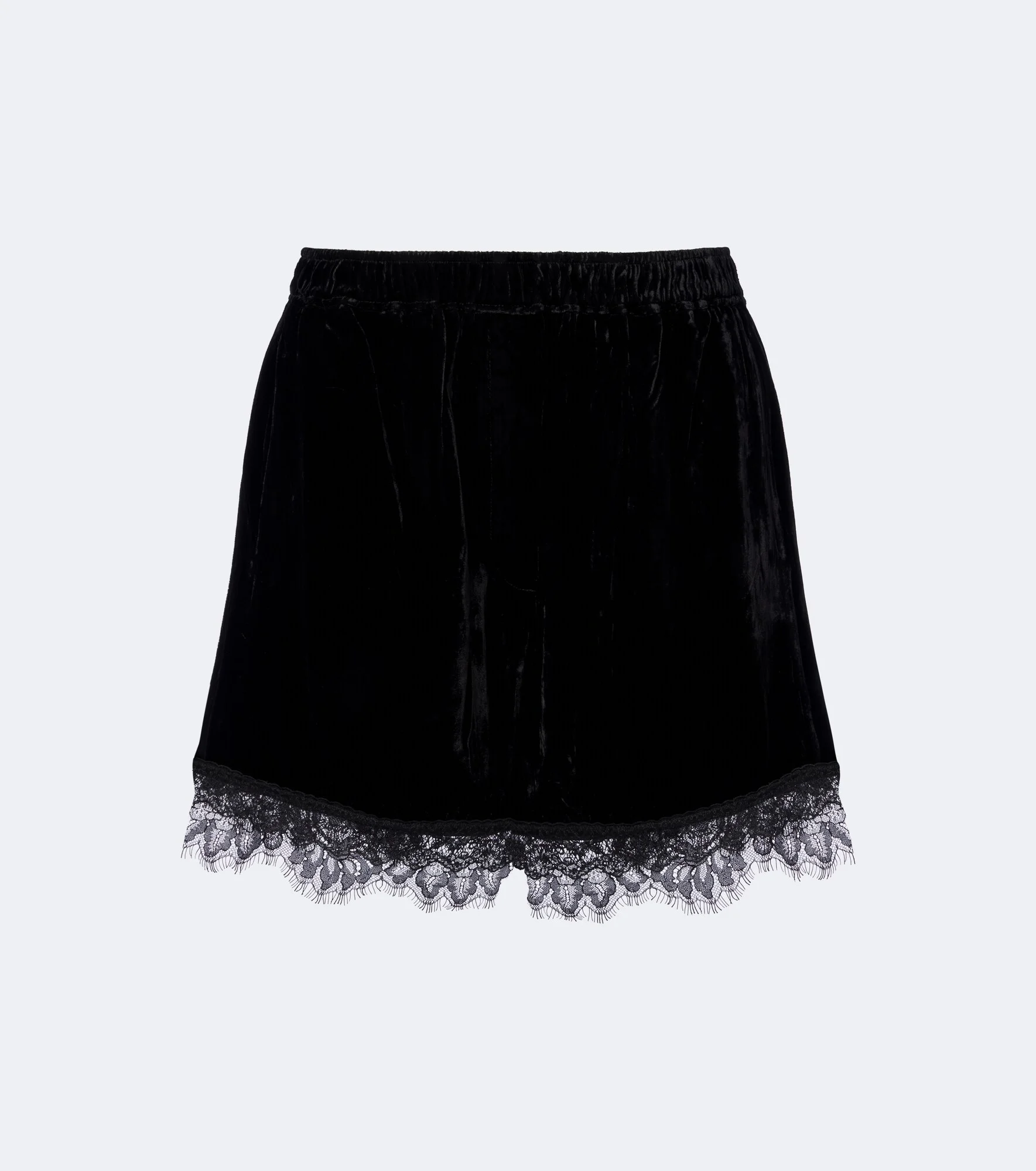 Lace-trimmed velvet shorts - 1
