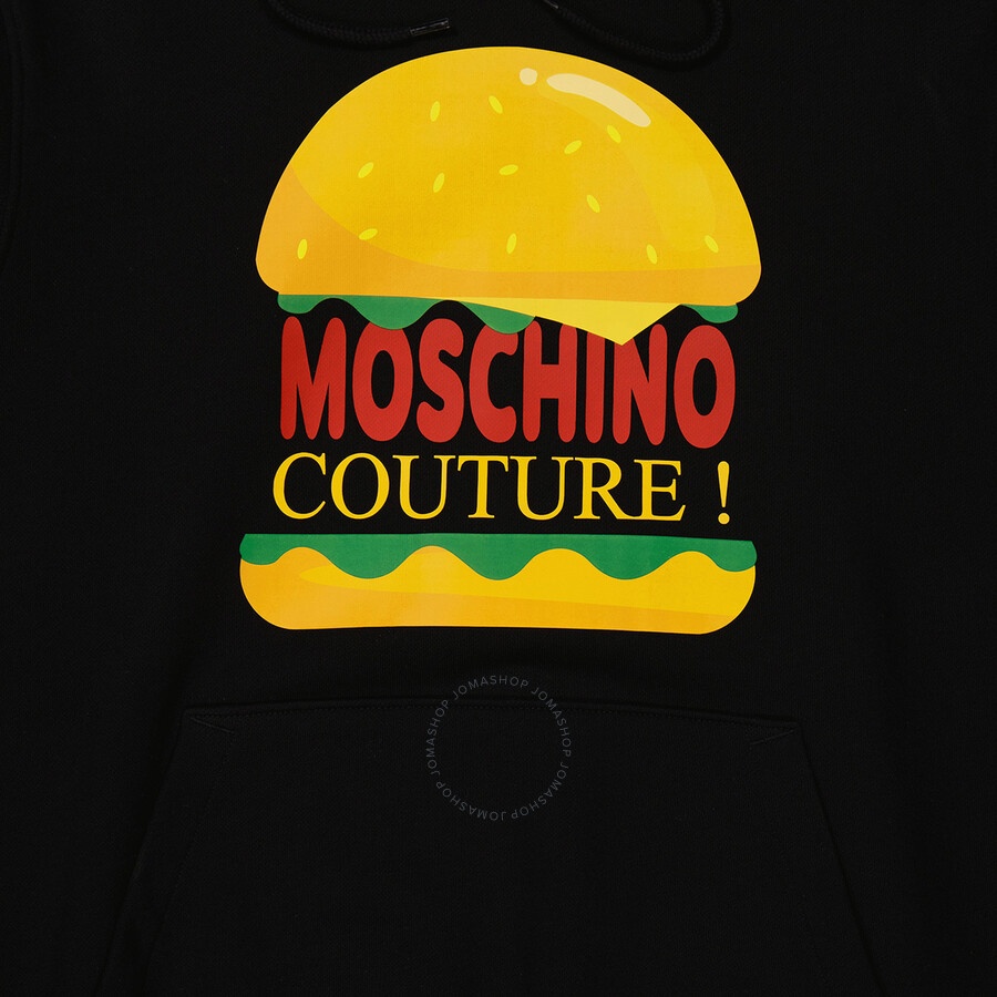 Moschino Black Cotton Burger Logo Print Hoodie - 7