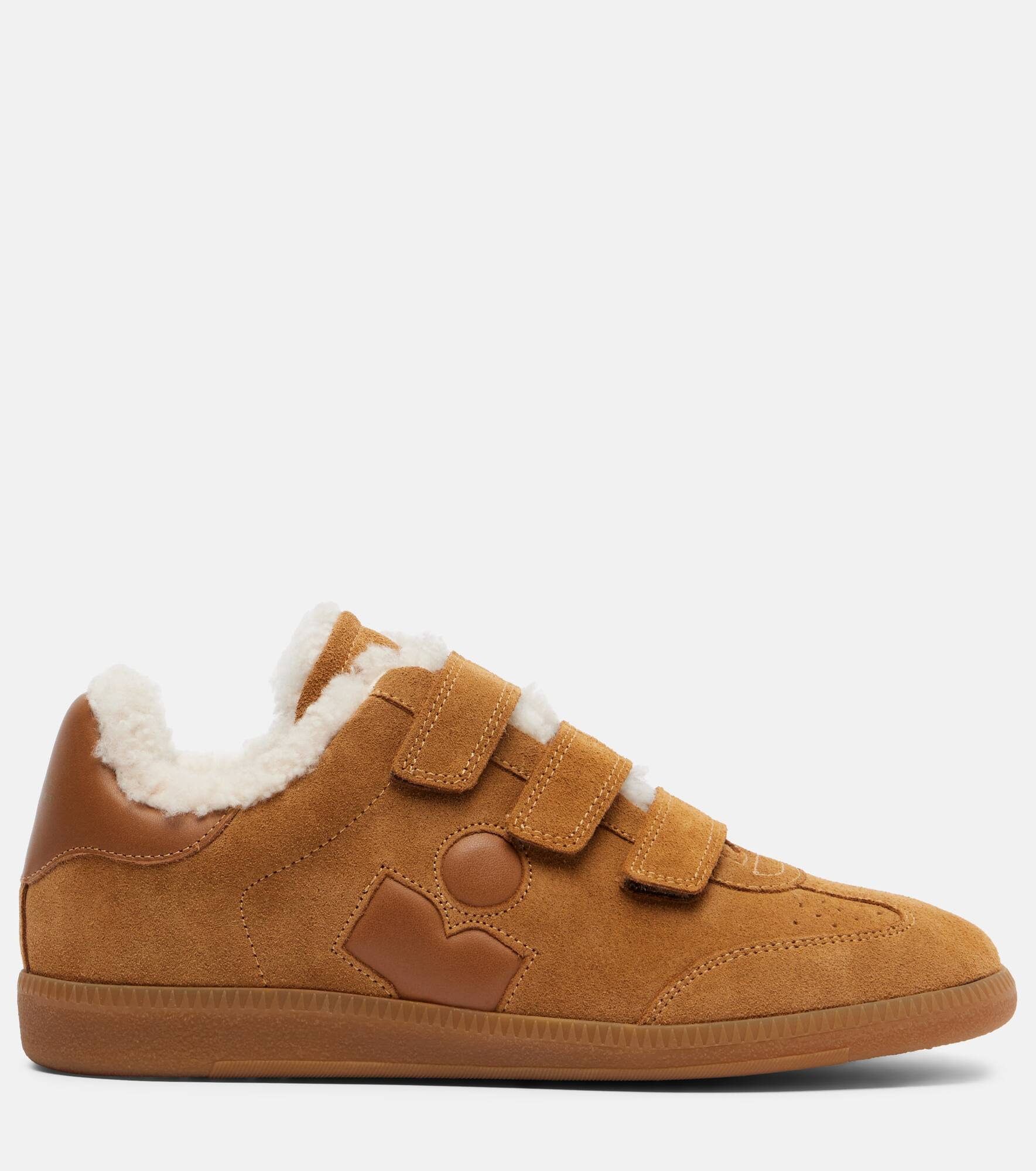 Beth shearling-trimmed suede sneakers - 4