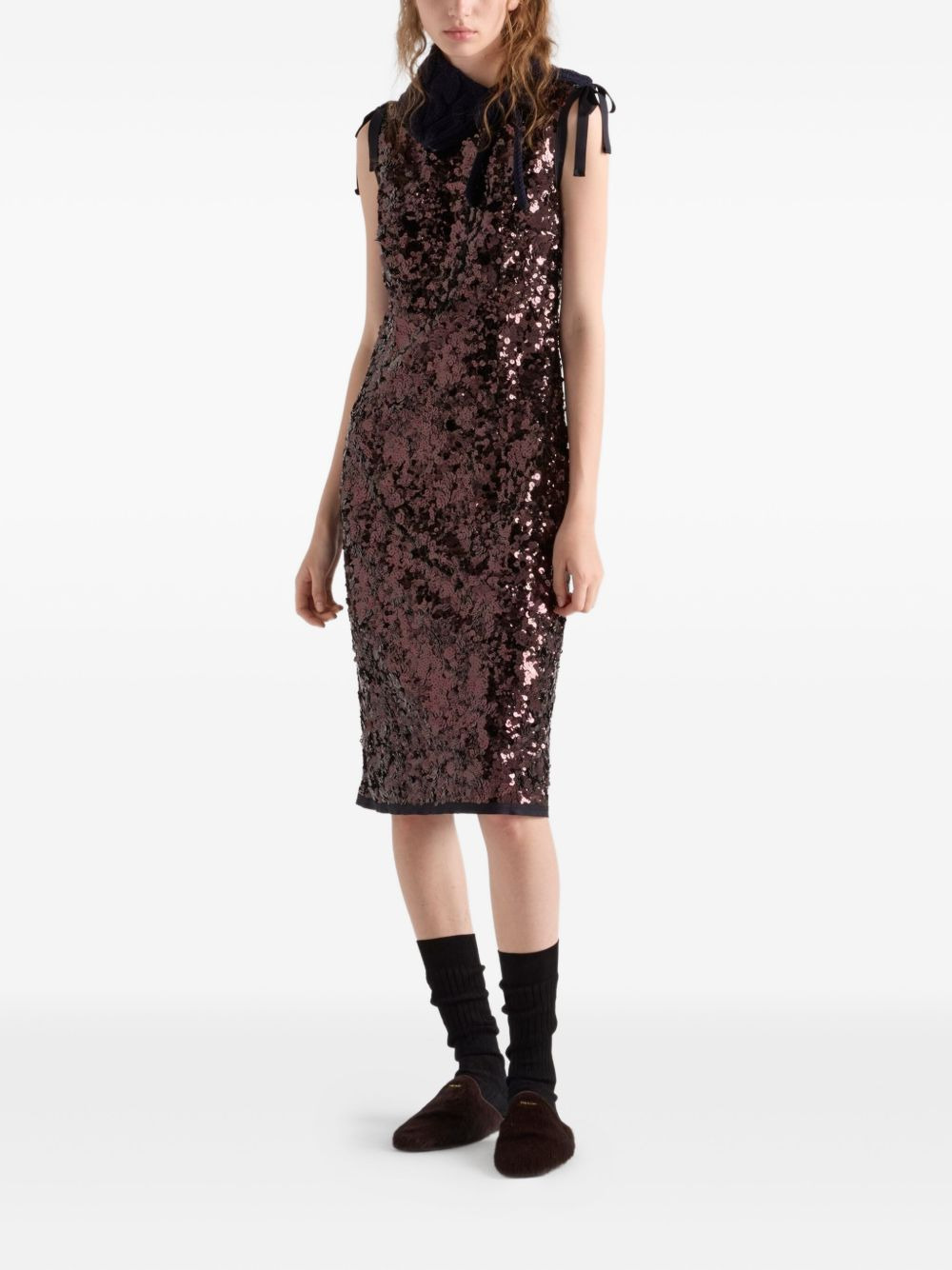 sequin sleeveless midi dress - 2