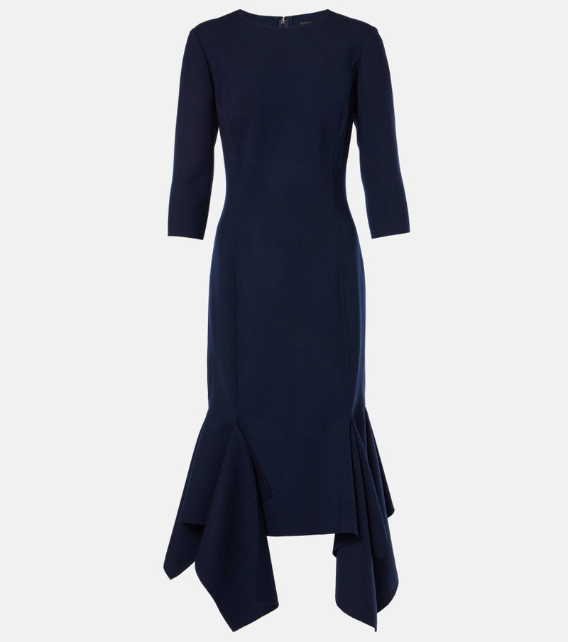 Pleated Wool-blend 미디 드레스 - 1