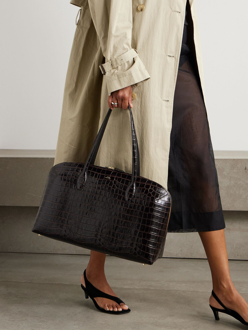TOTEME Croc-effect leather tote Dark brown outlook