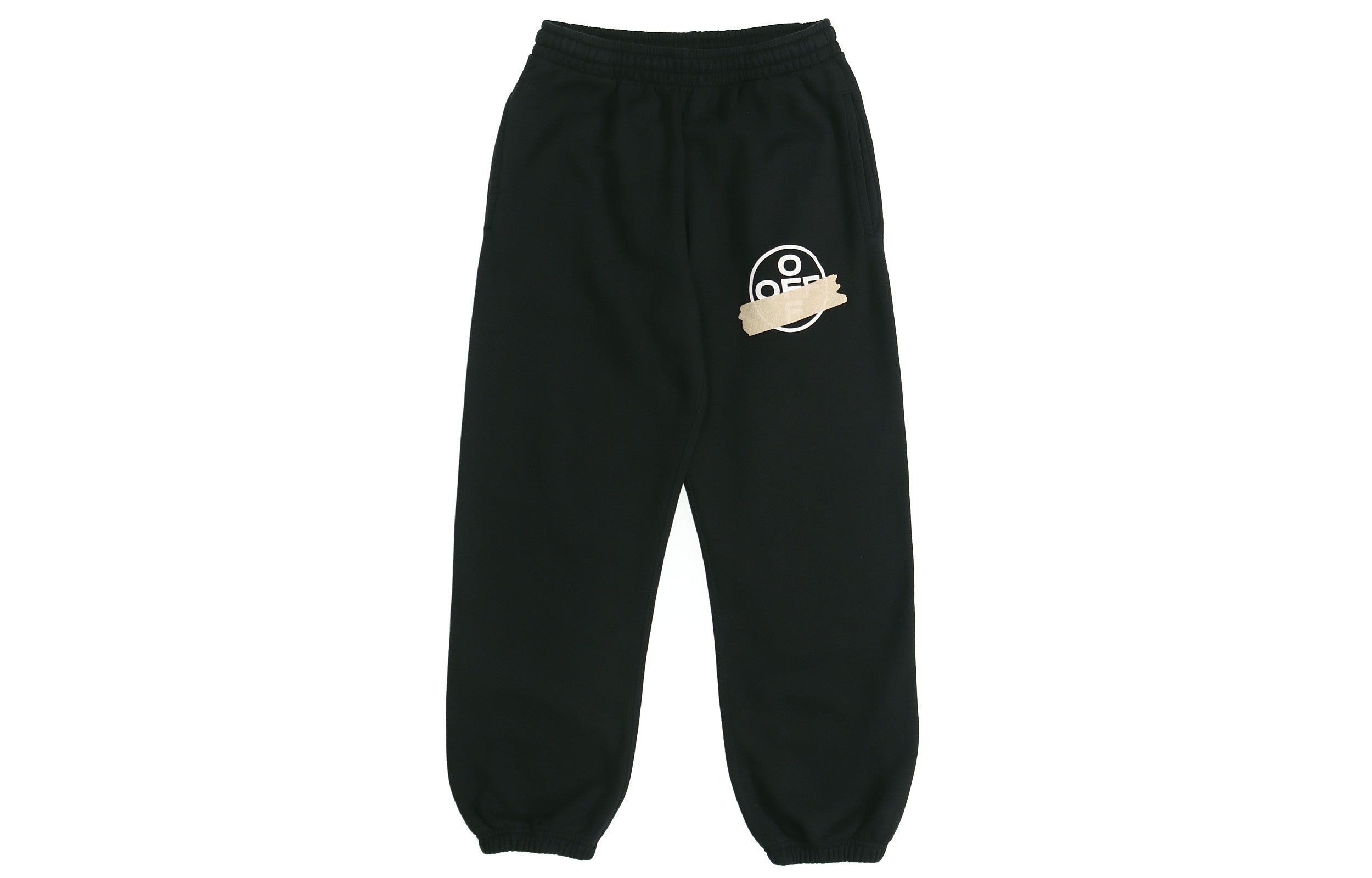 Off-White Black Gold Rubber Strap Stripe Sports Pants Black OMCH022R20E300021048 - 2