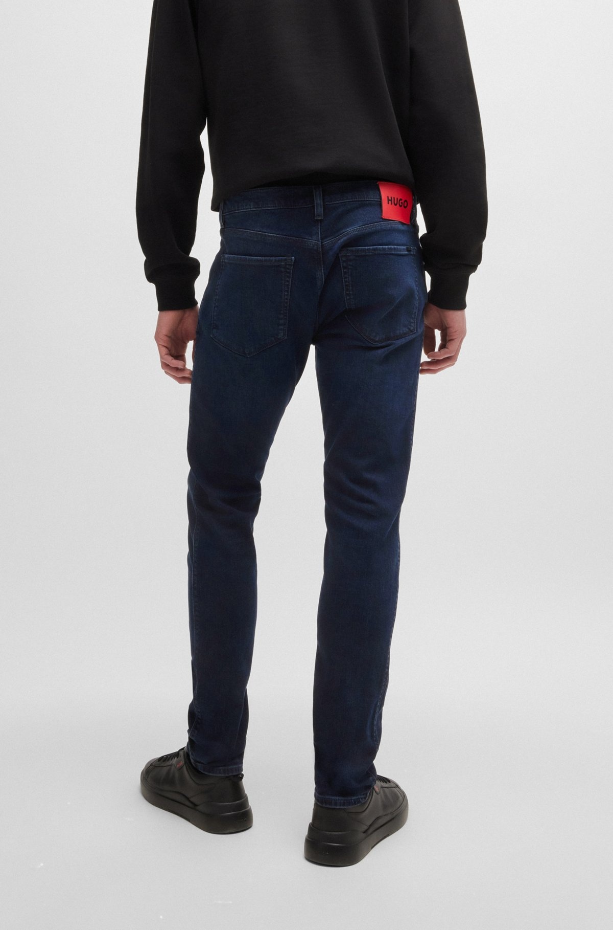 EXTRA-SLIM-FIT JEANS IN BLUE-BLACK STRETCH DENIM - 4