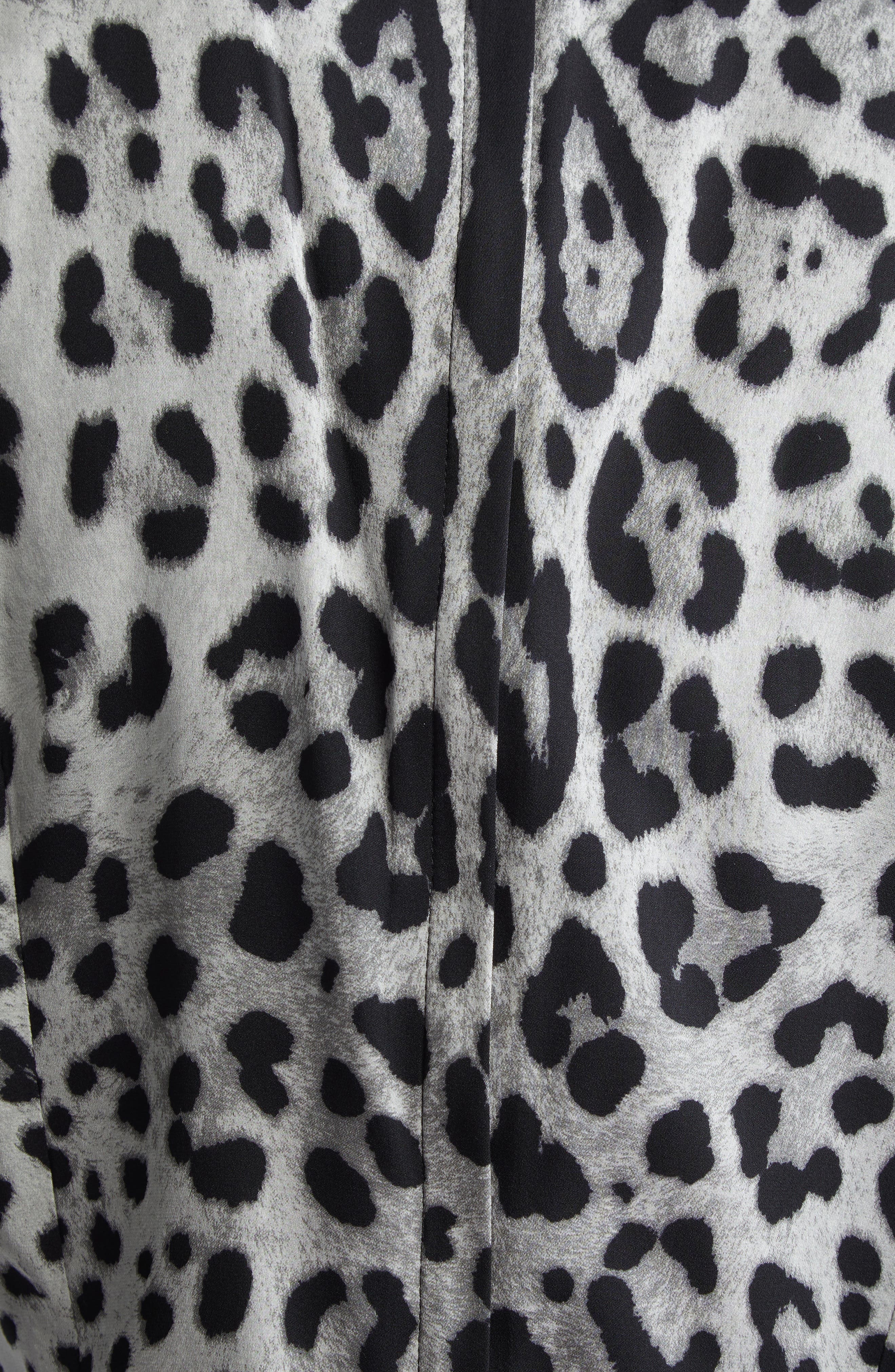 Dolce&Gabbana Leopard Print Long Sleeve Charmeuse Sheath Dress in Hi13N Leo Nero Fdo Grigio at Nords - 6