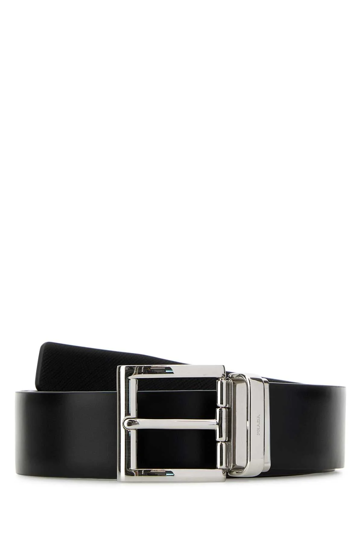 Prada Men Black Leather Reversible Belt - 1