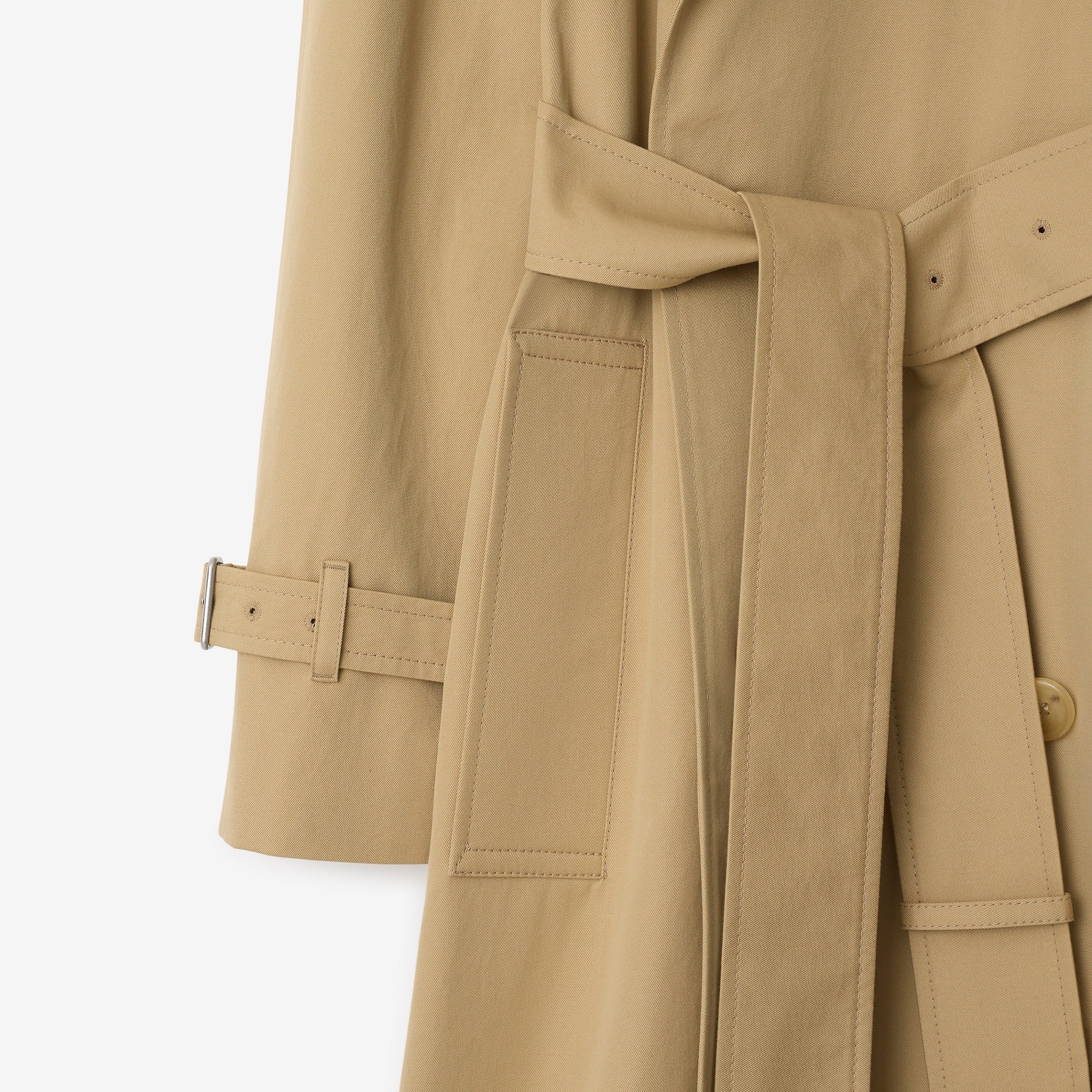 Long Detachable Collar Gabardine Trench Coat - 8