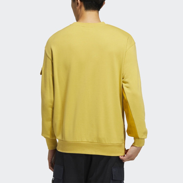 Men's adidas originals Contrasting Colors Big Pocket Splicing Knit Sports Round Neck Pullover Yellow - 3