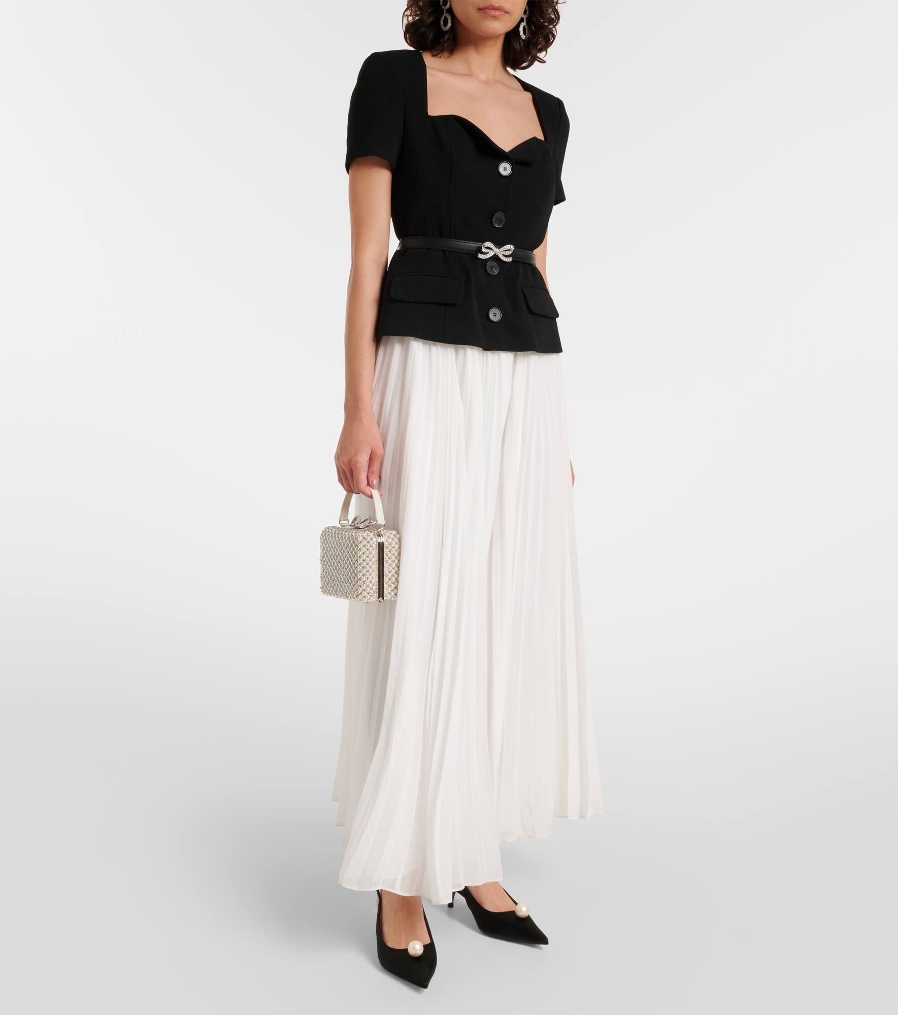 Belted pleated chiffon maxi dress - 2