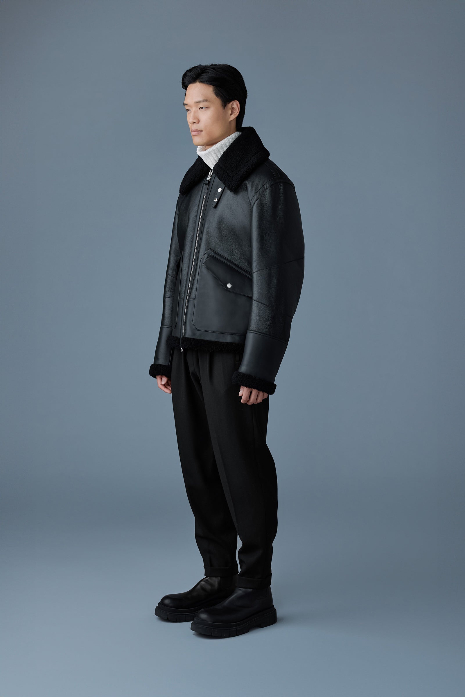 ATLAS-SH Shearling and leather aviator-style jacket - 3