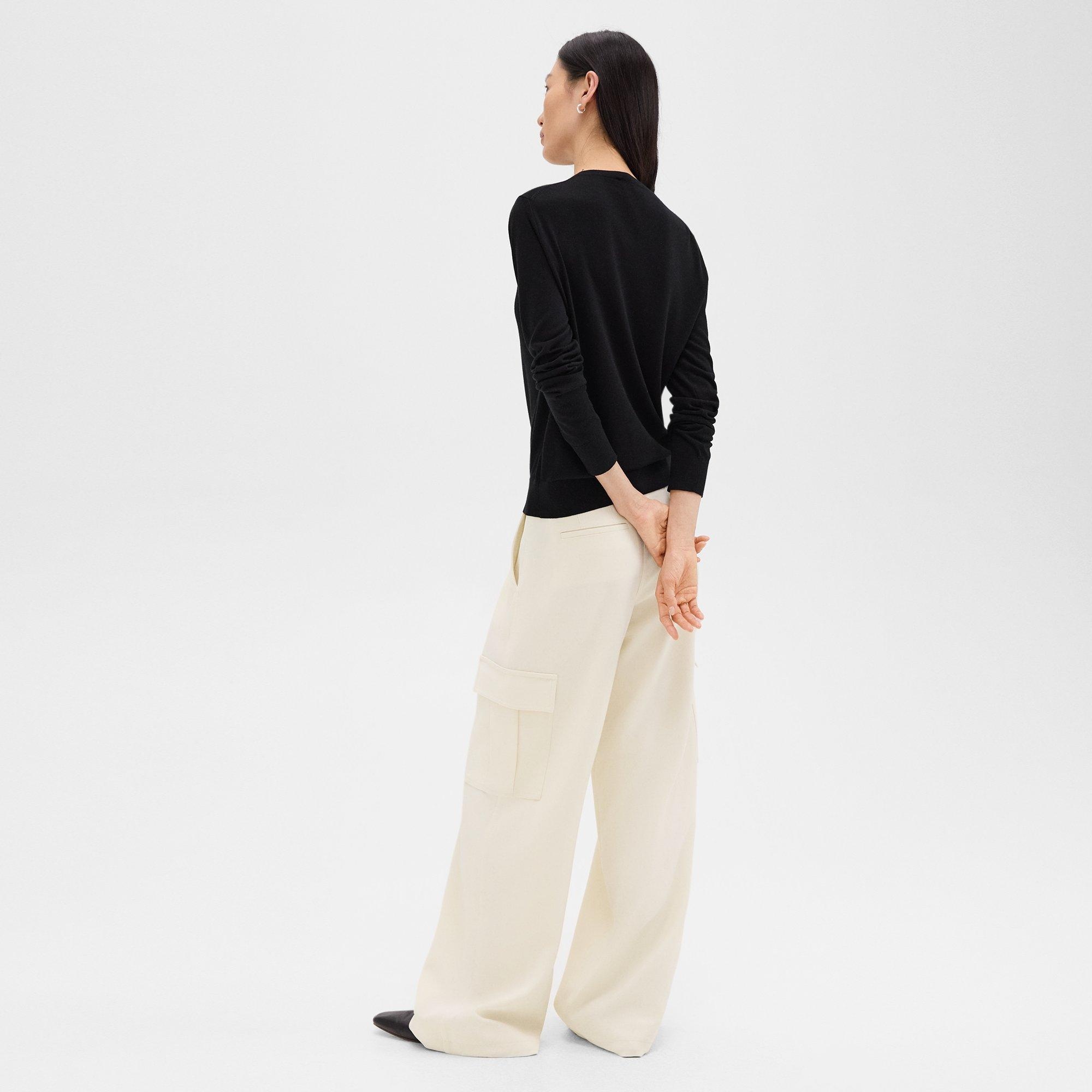 Wide-Leg Cargo Pant in Admiral Crepe - 4