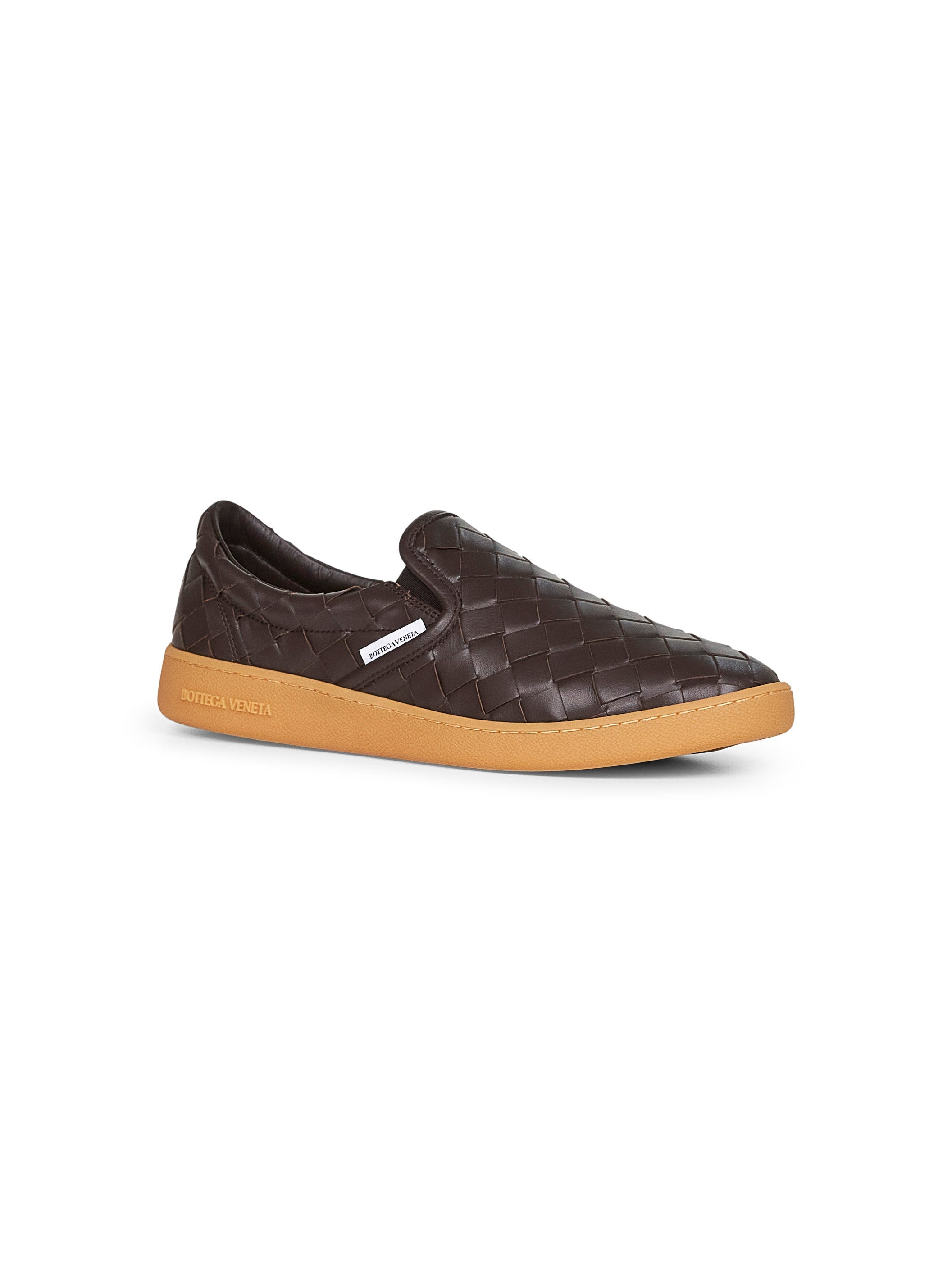 Bottega Veneta Men Brown Intrecciato Leather Sawyer Sneakers - 2