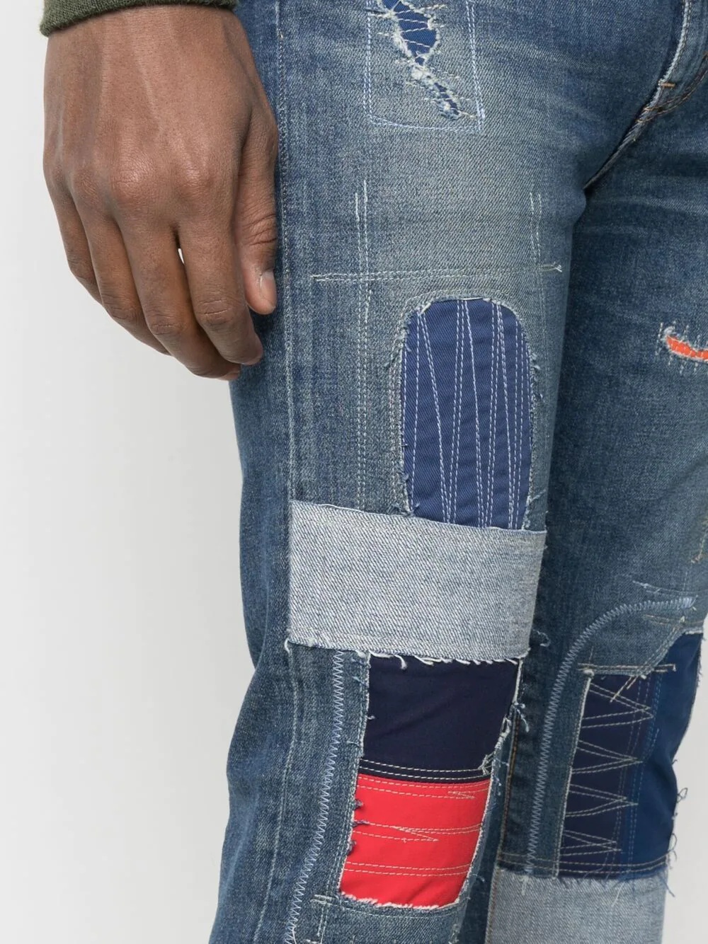 patchwork skinny jeans - 10